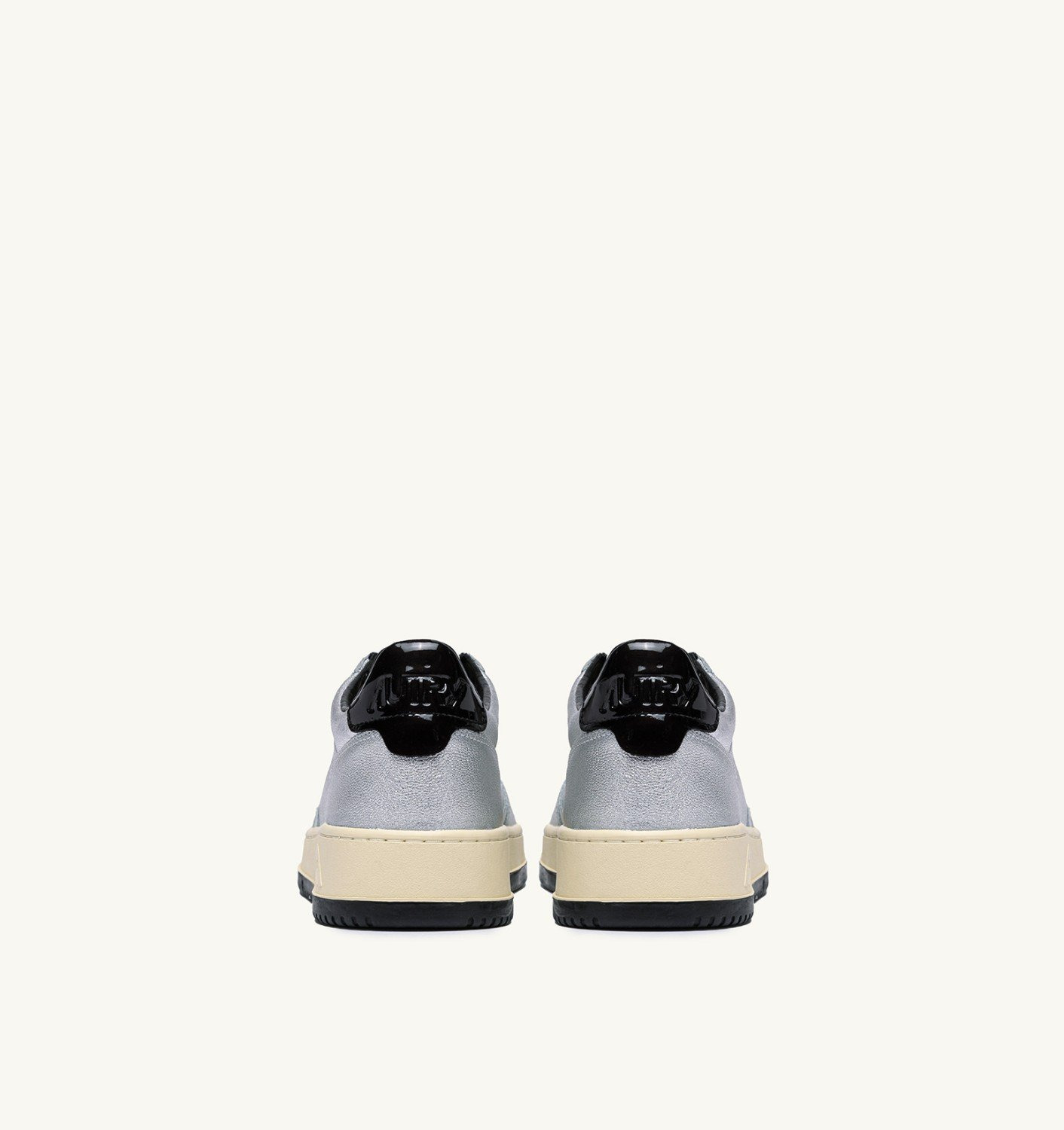 MEDALIST LOW SNEAKERS IN SILVER AND BLACK METALIZED LEATHER - 3