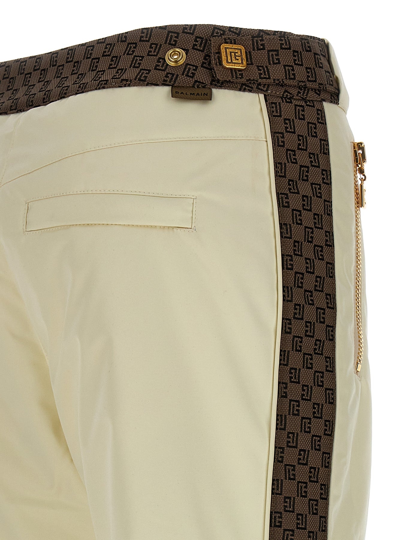 パンツ BALMAIN Women Straight Pants BF2PR030XH66GOZ White BALMAIN Canvas jacquard-trimmed flared ski pants | NET-A-PORTER