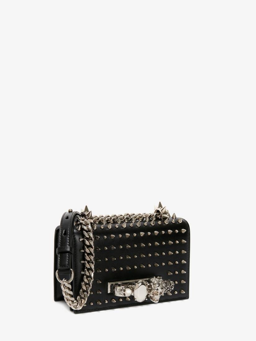 Mini Jewelled Satchel in Black - 2