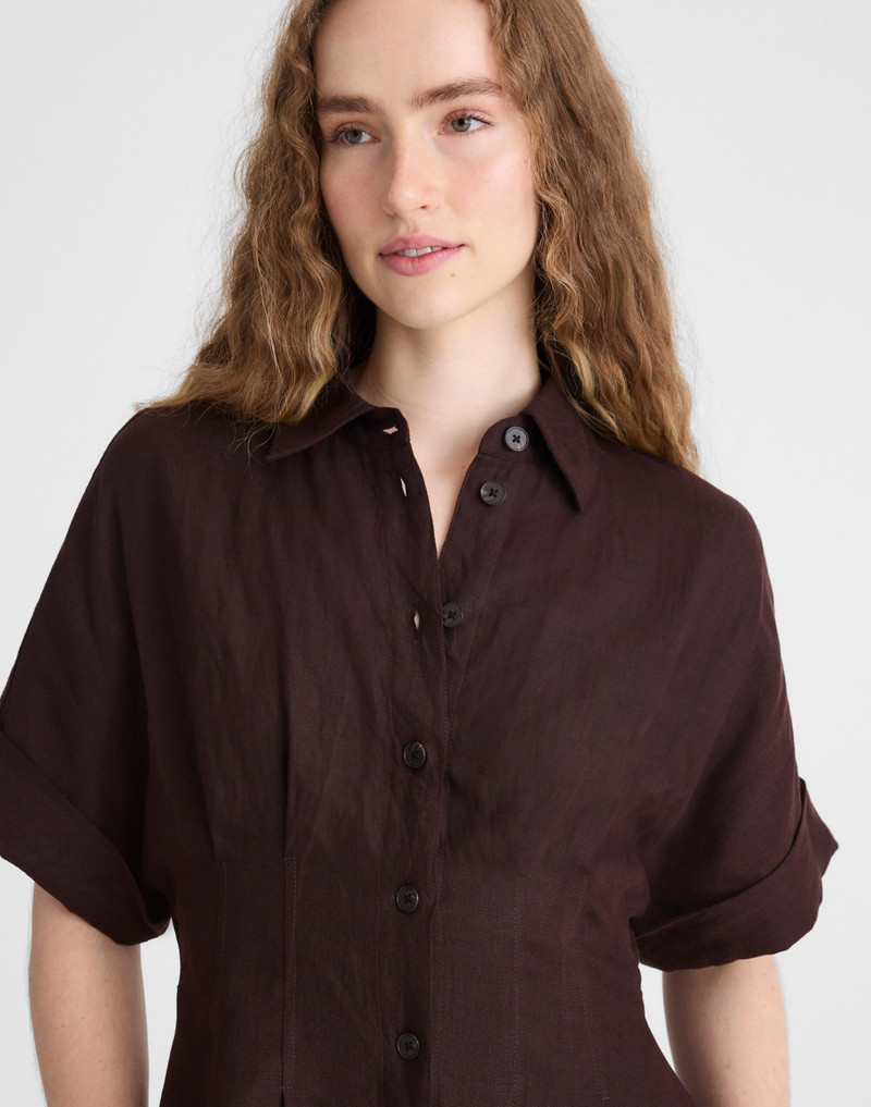 The Perry Mini Shirtdress in 100% Linen 6