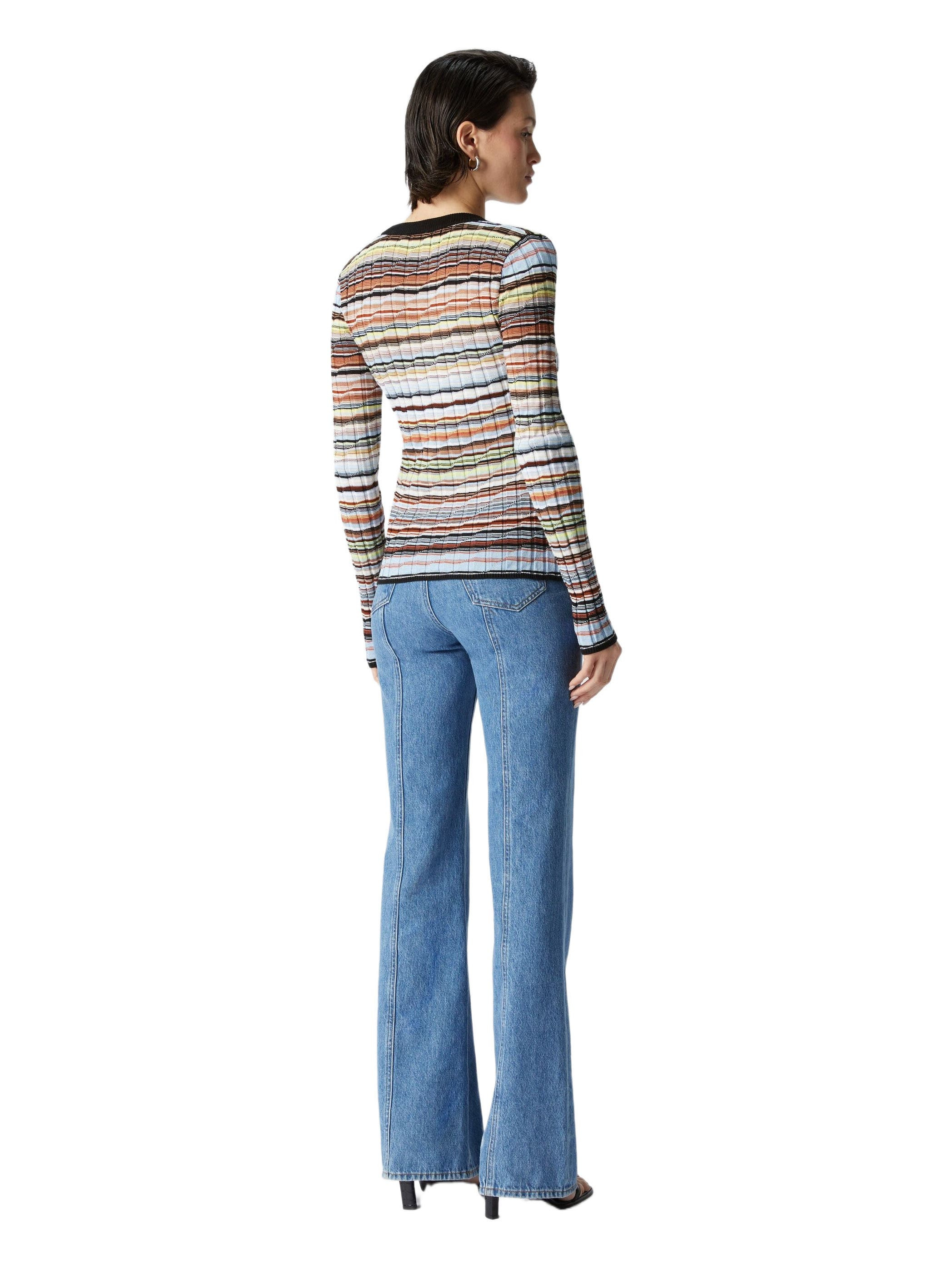 Missoni Striped Cotton And Viscose Ribbed Cardigan With Contrasting Trim in Blue at Nordstrom - 3
