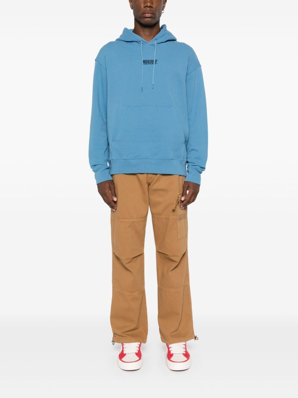 logo-embroidered cotton hoodie - 2