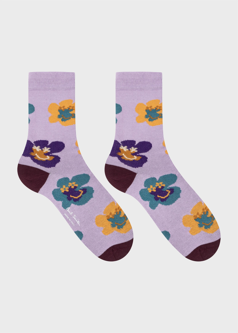 Paul Smith Women's Lilac 'Geri' Flower Socks outlook