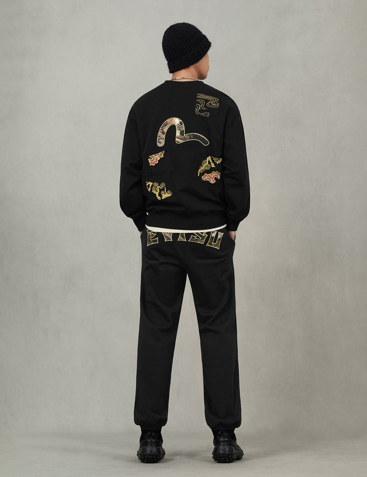 Seagull Embroidery EVISU Brocade Appliqué Straight Fit Sweatpants - 6
