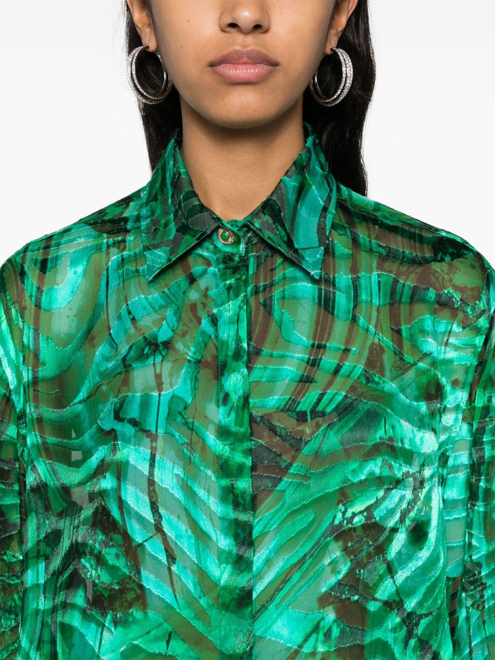 abstract-print devoré shirt - 5