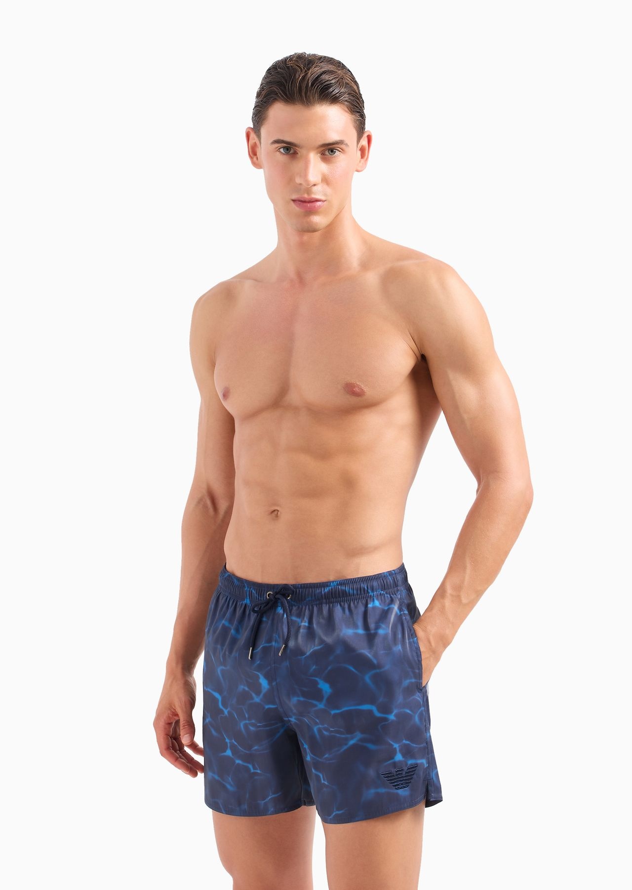 Printed iridescent fabric swim shorts - 2