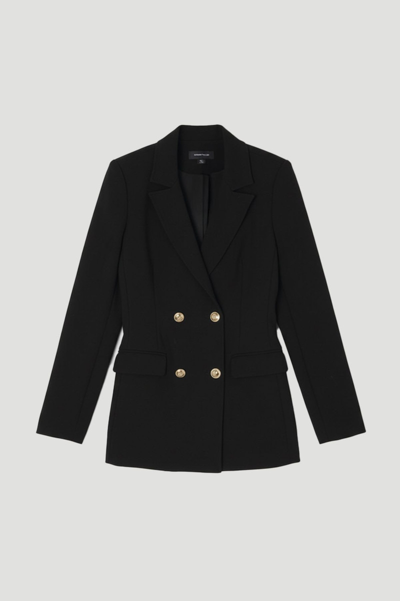 Petite Compact Stretch Essential Tailored Double Breasted Blazer 4