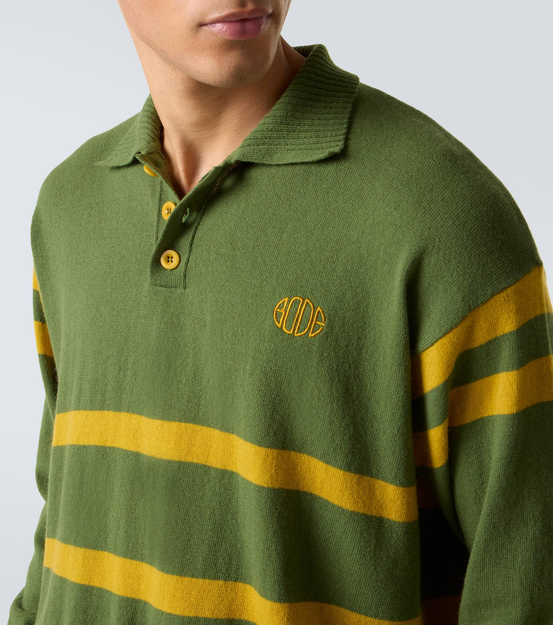 Striped virgin wool polo sweater - 6