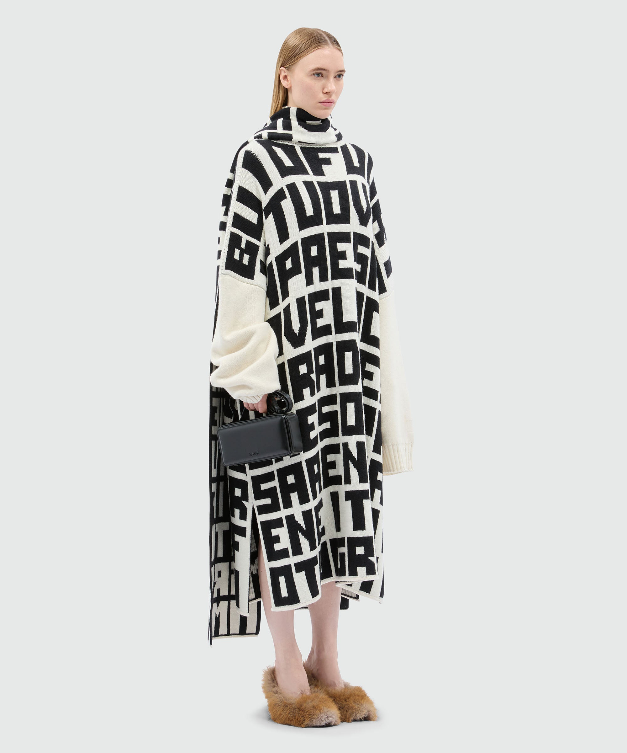 Caterina Frongia x MSGM White Knit Midi Dress with Black Lettering - 4