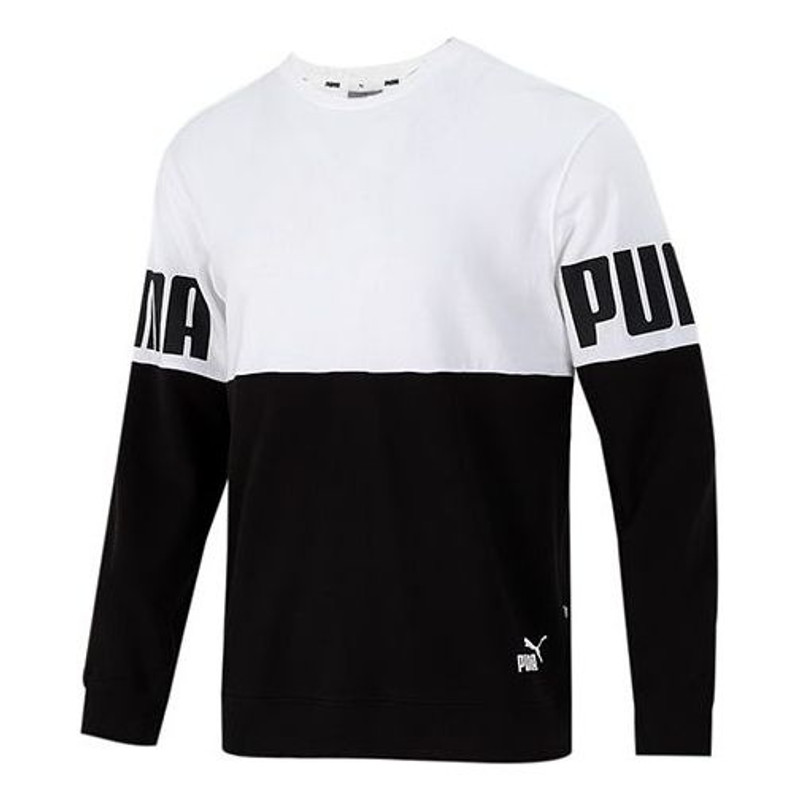 PUMA Colorblock Alphabet Round Neck Pullover Black White 847722-02 - 1