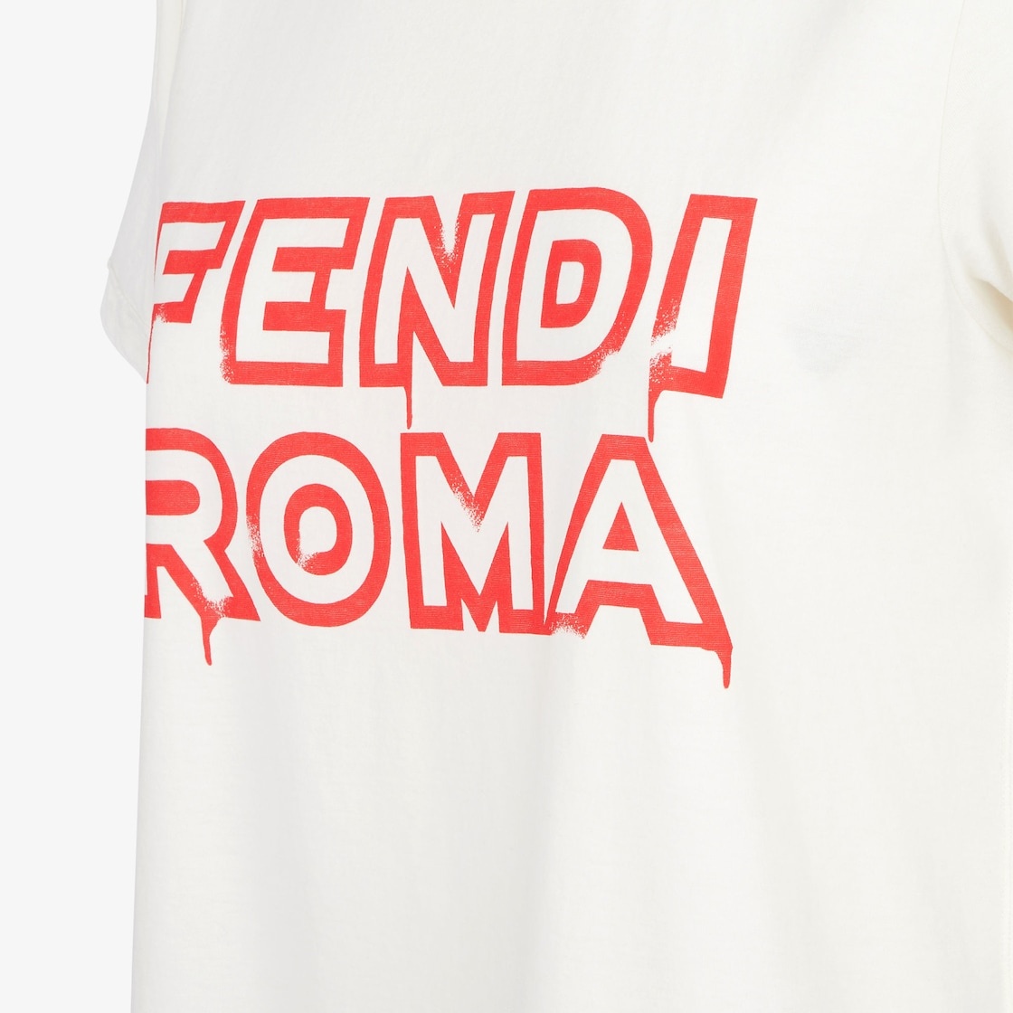 Cropped T-shirt with crew neck and short sleeves. Made of white jersey decorated with the Fendi Roma - 3