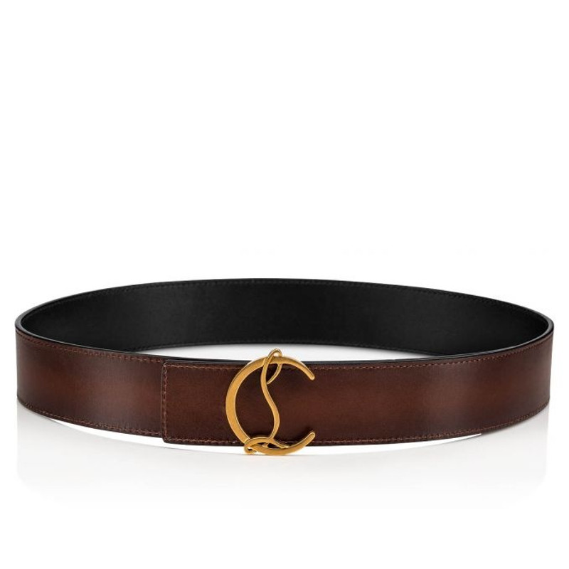 Cl Logo Belt HAVANE/BK/ANTIC GOLD 3