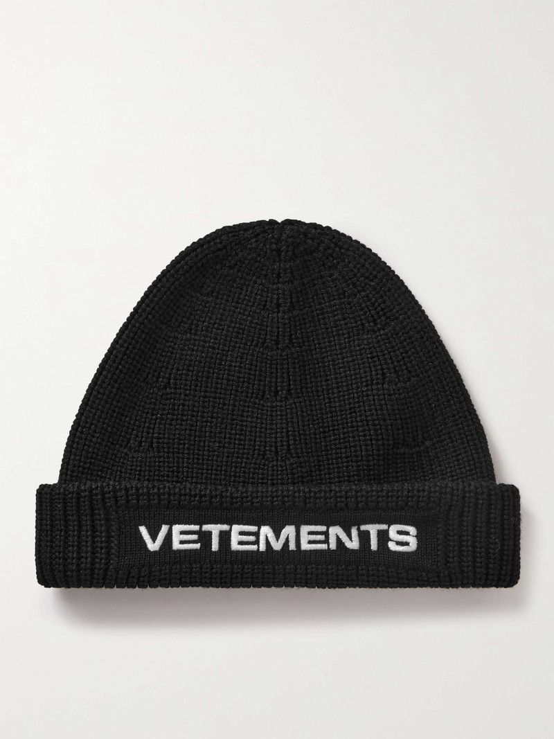 Logo-Embroidered Ribbed Merino Wool Beanie 1