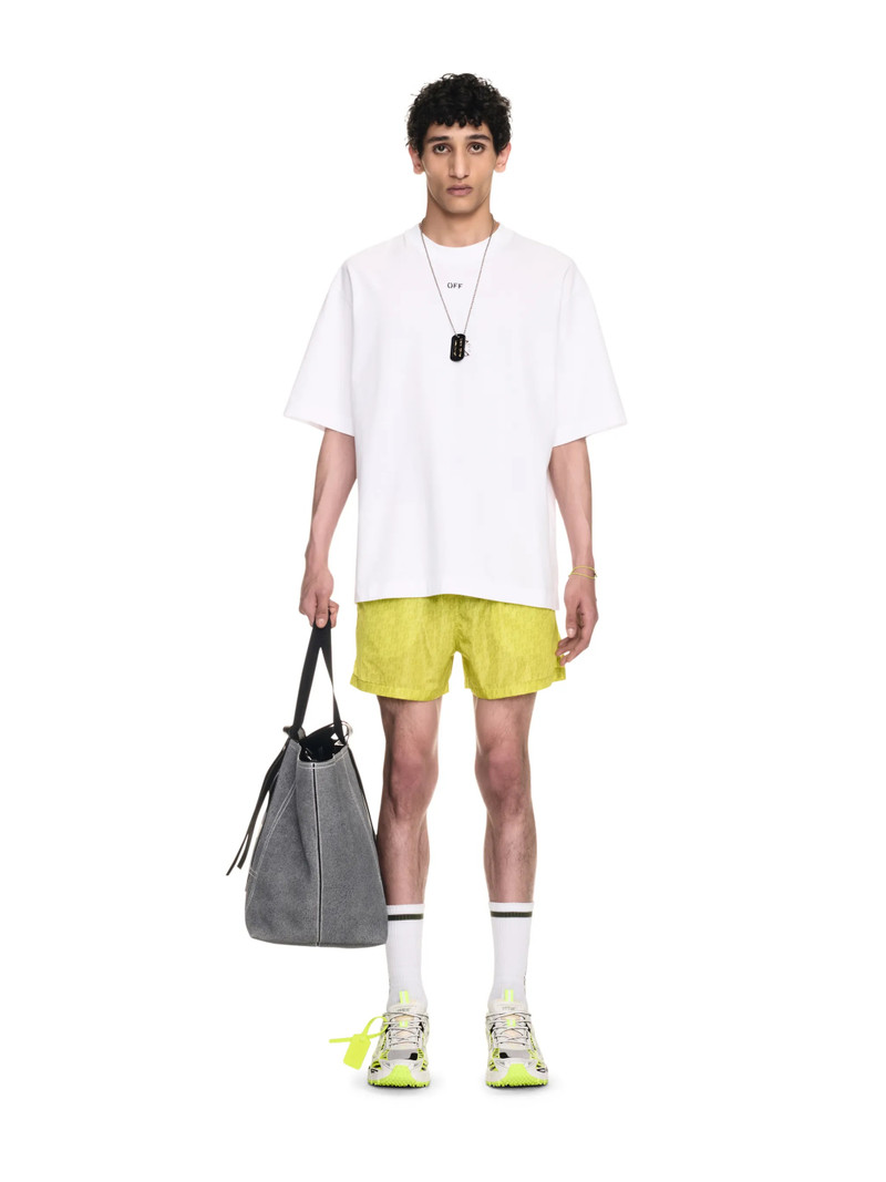 Off-White Yellow Off Stamp Allover Swimshorts outlook