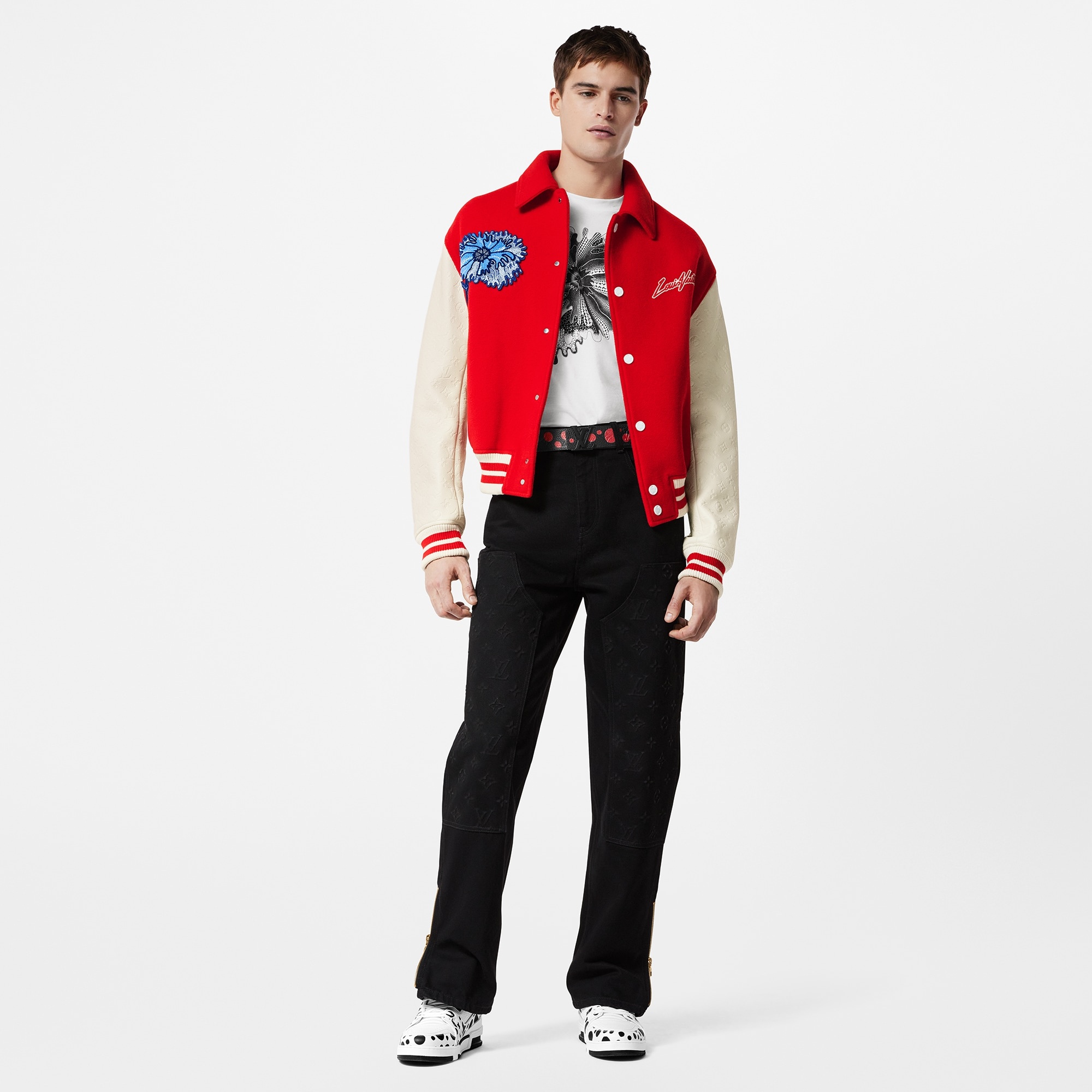 LV x YK Psychedelic Flower Embroidered Varsity Blouson - 2