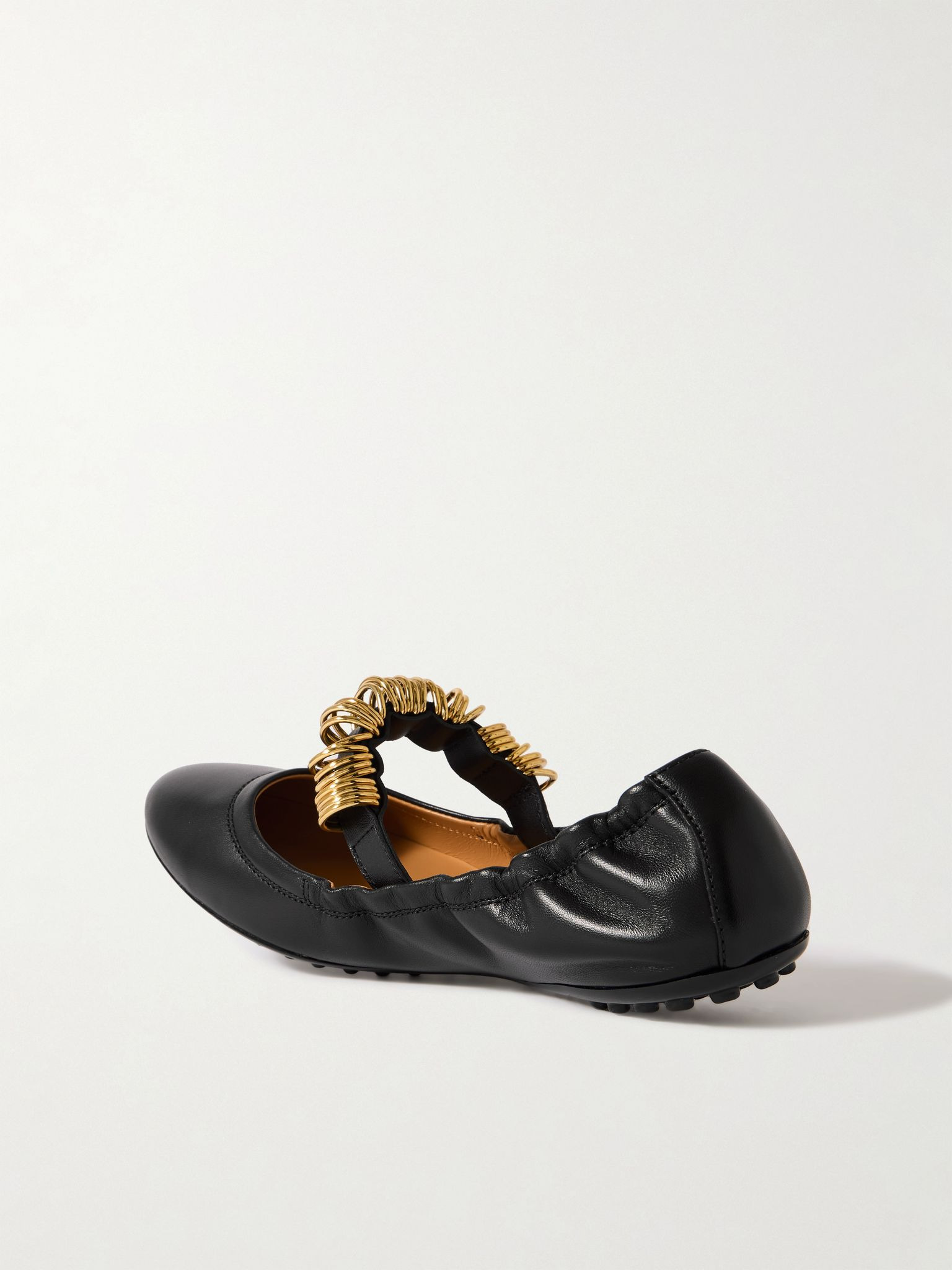 Embellished leather ballet flats Black - 3