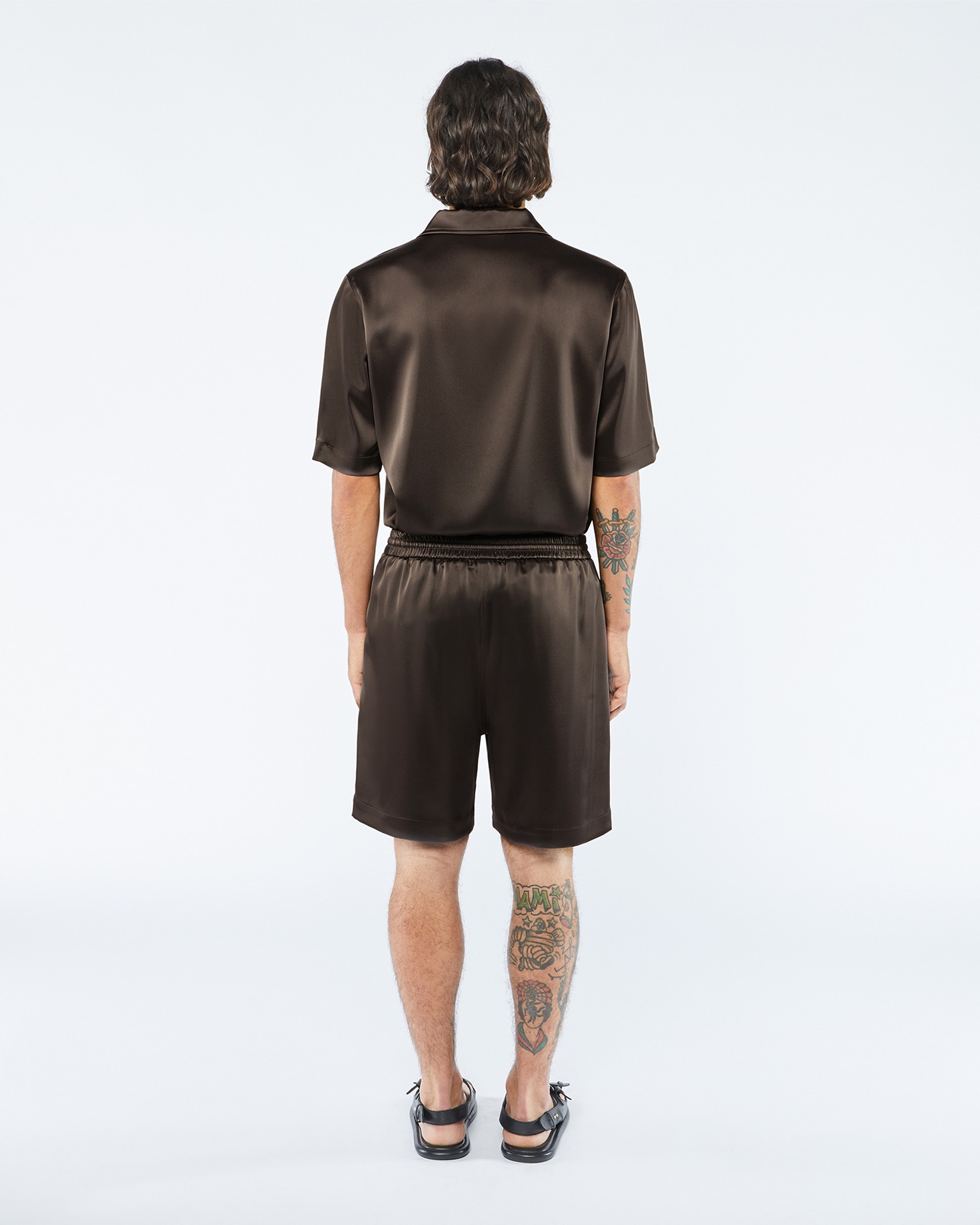 DOXXI - ANEW Satin shorts - Espresso - 3