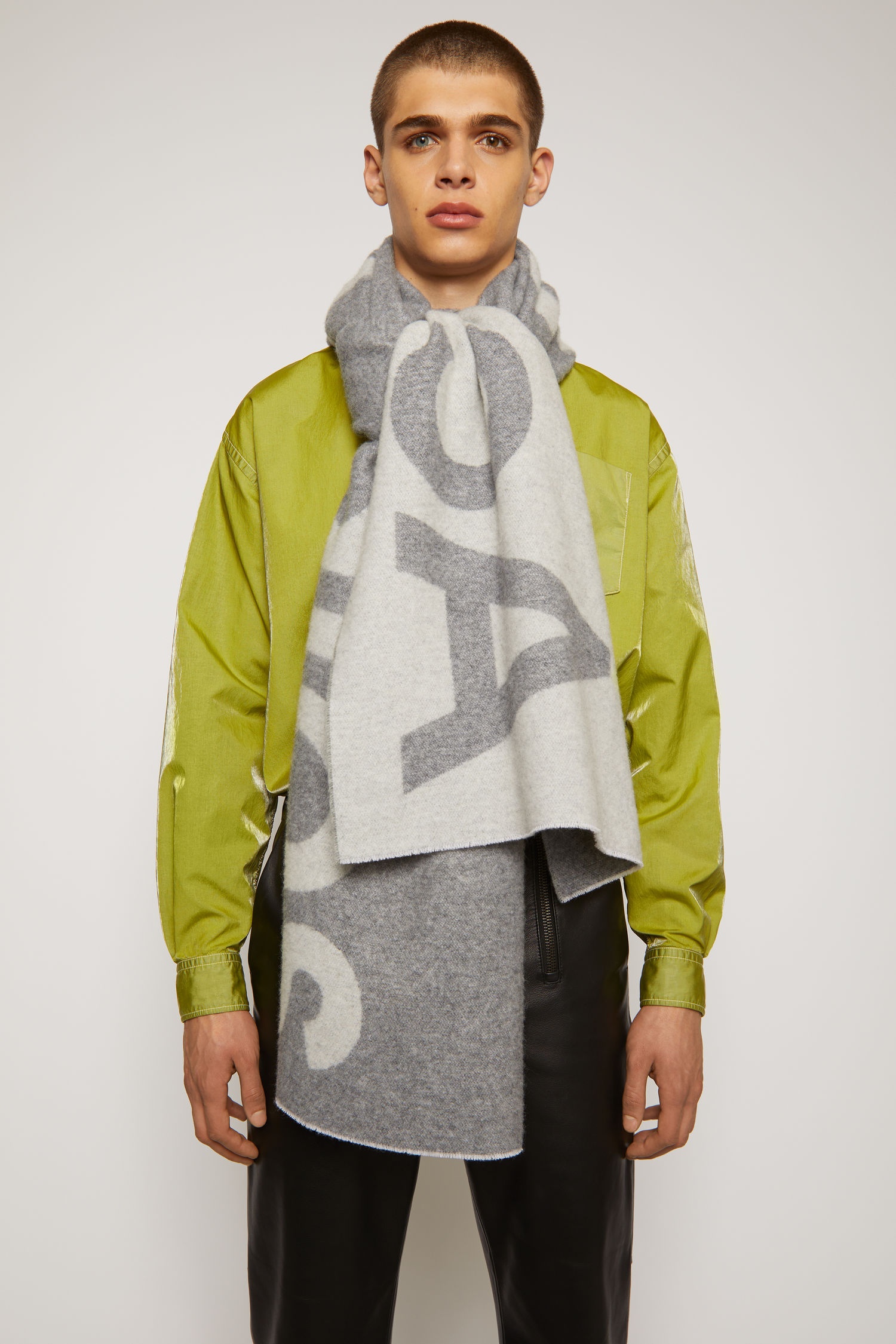 Logo-jacquard scarf grey - 4