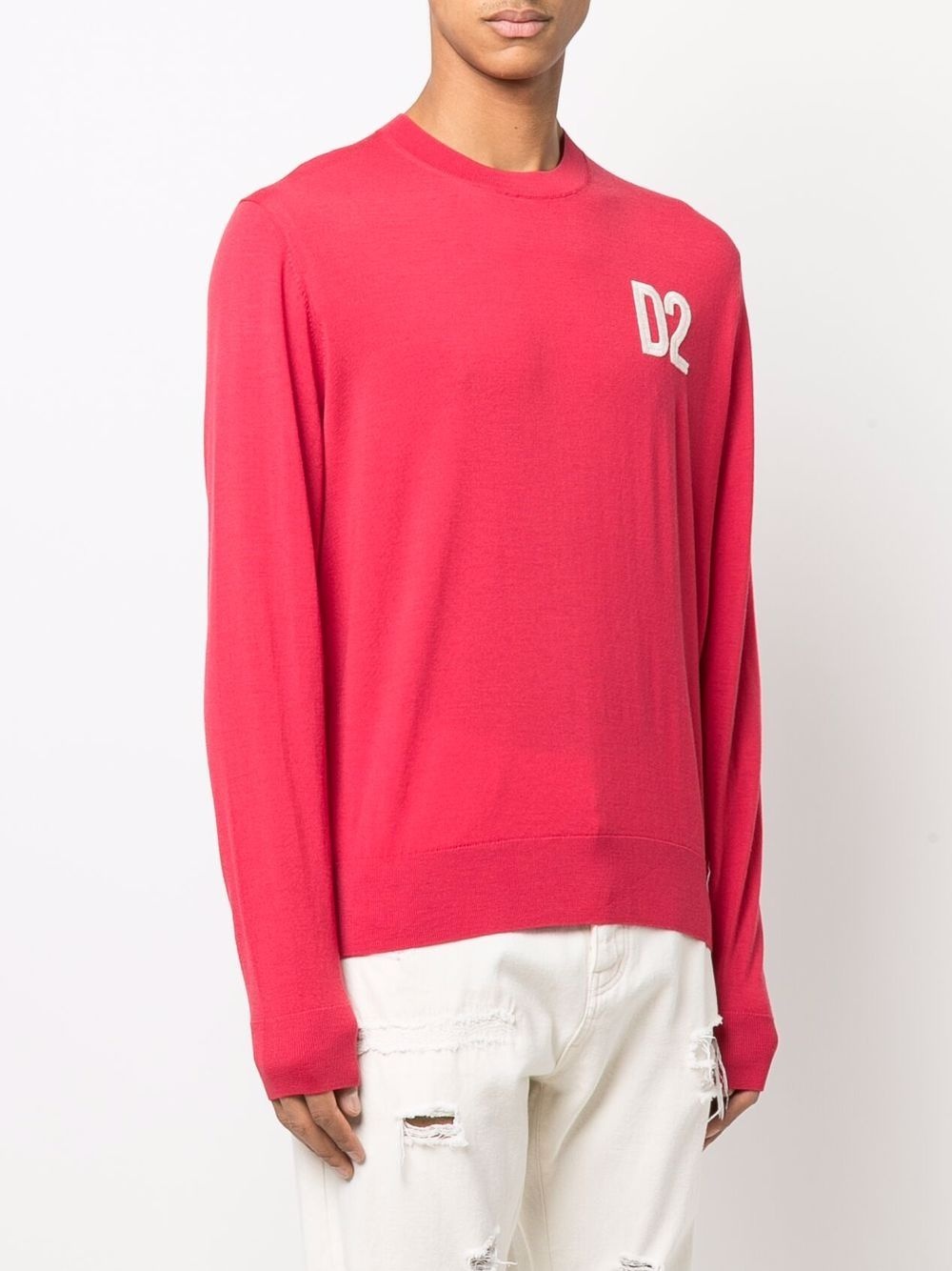 embroidered-logo crew-neck jumper - 3