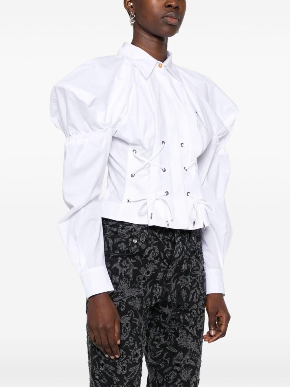Orb-embroidered cotton shirt - 3