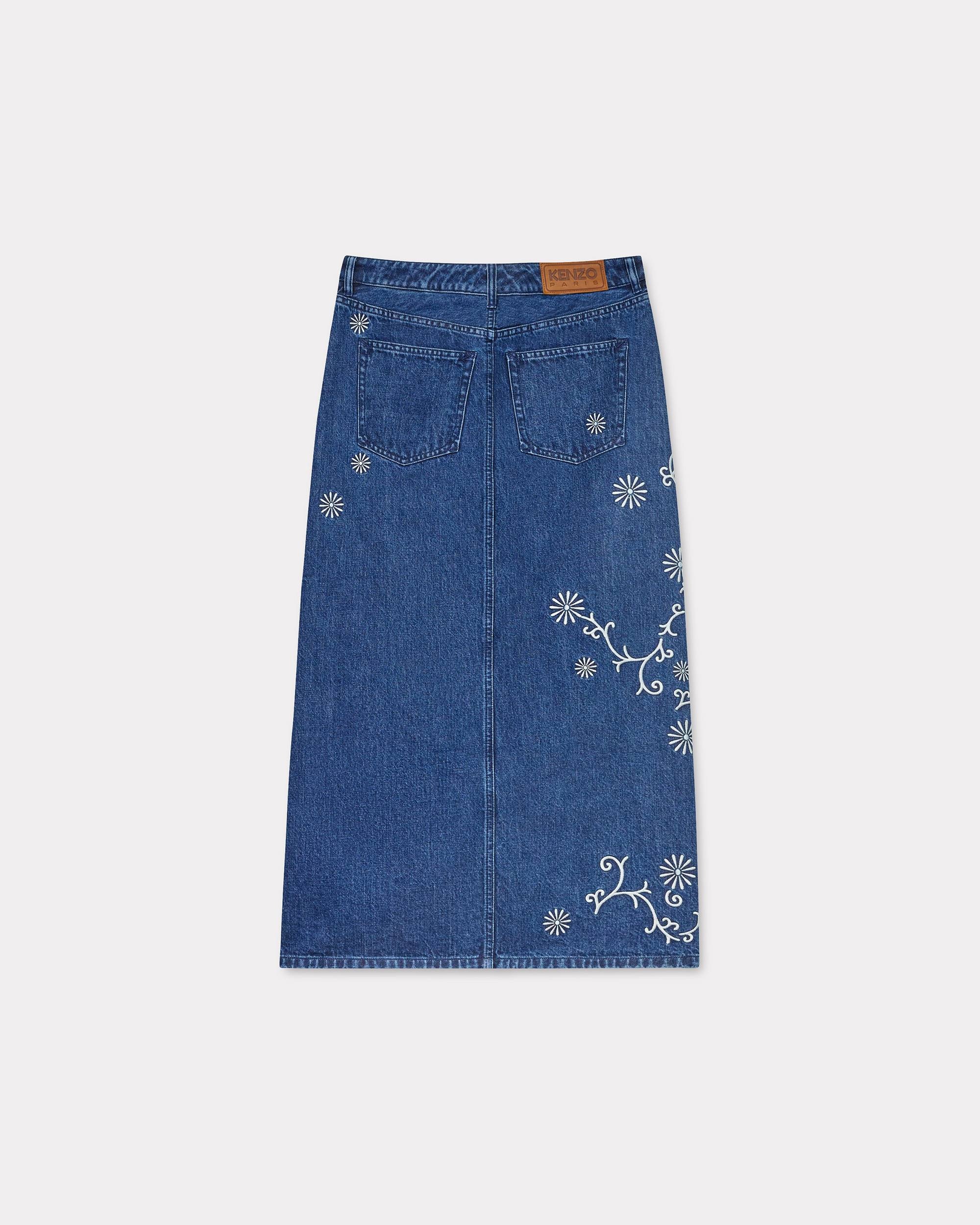 'KENZO Marguerite' embroidered long skirt in japanese denim - 2