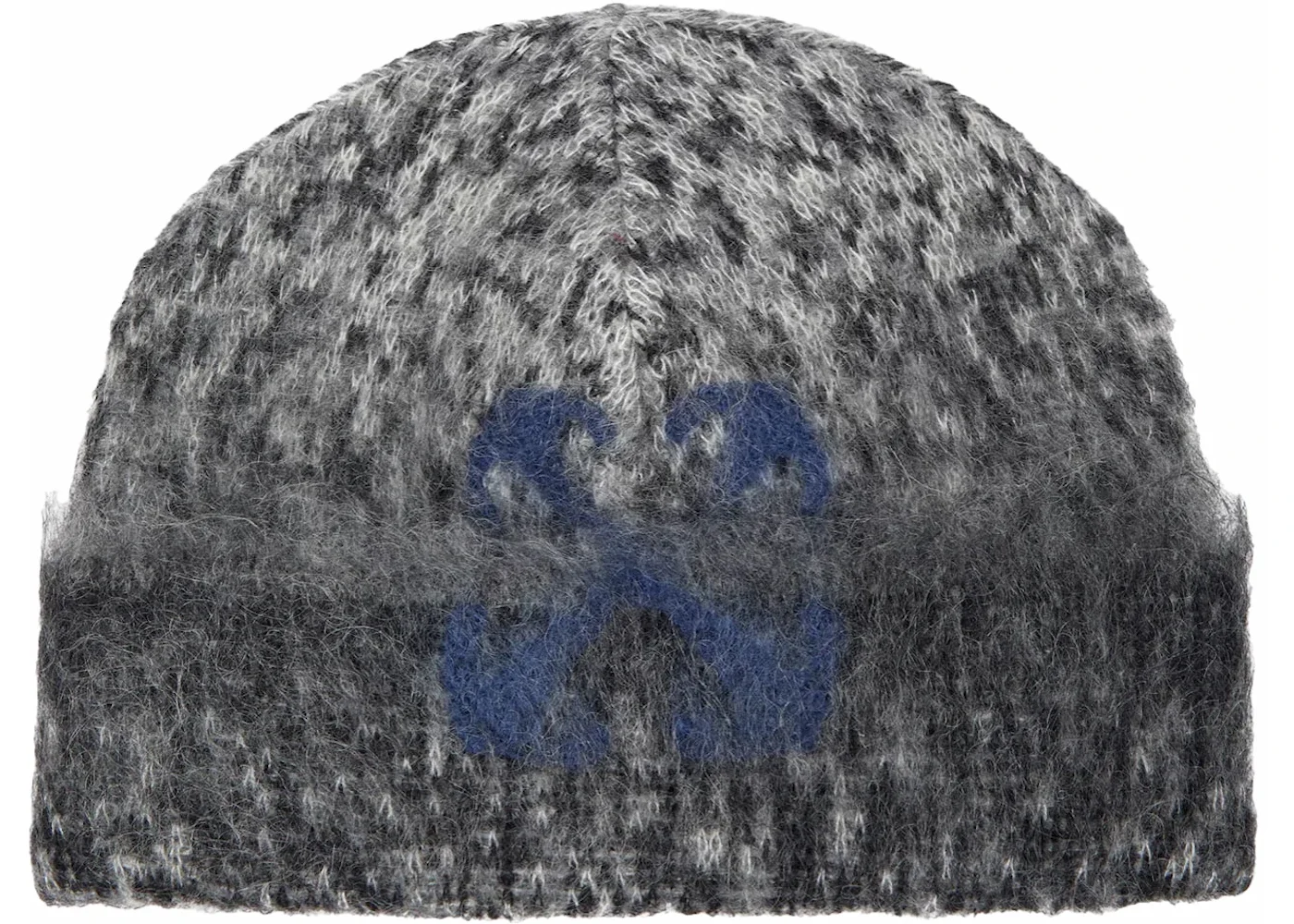 OFF-WHITE Arrow Fuzzy Mohair Knit Beanie Dark Grey - 1