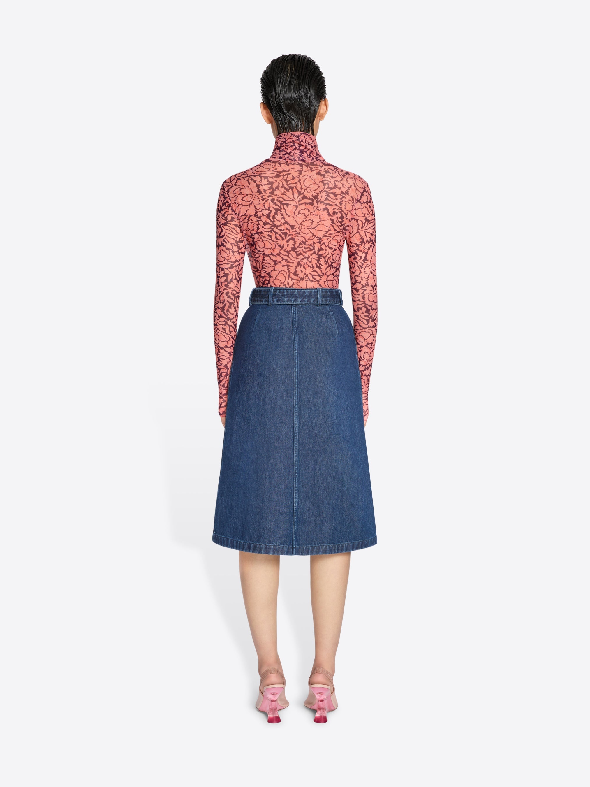 BELTED DENIM SKIRT - 4