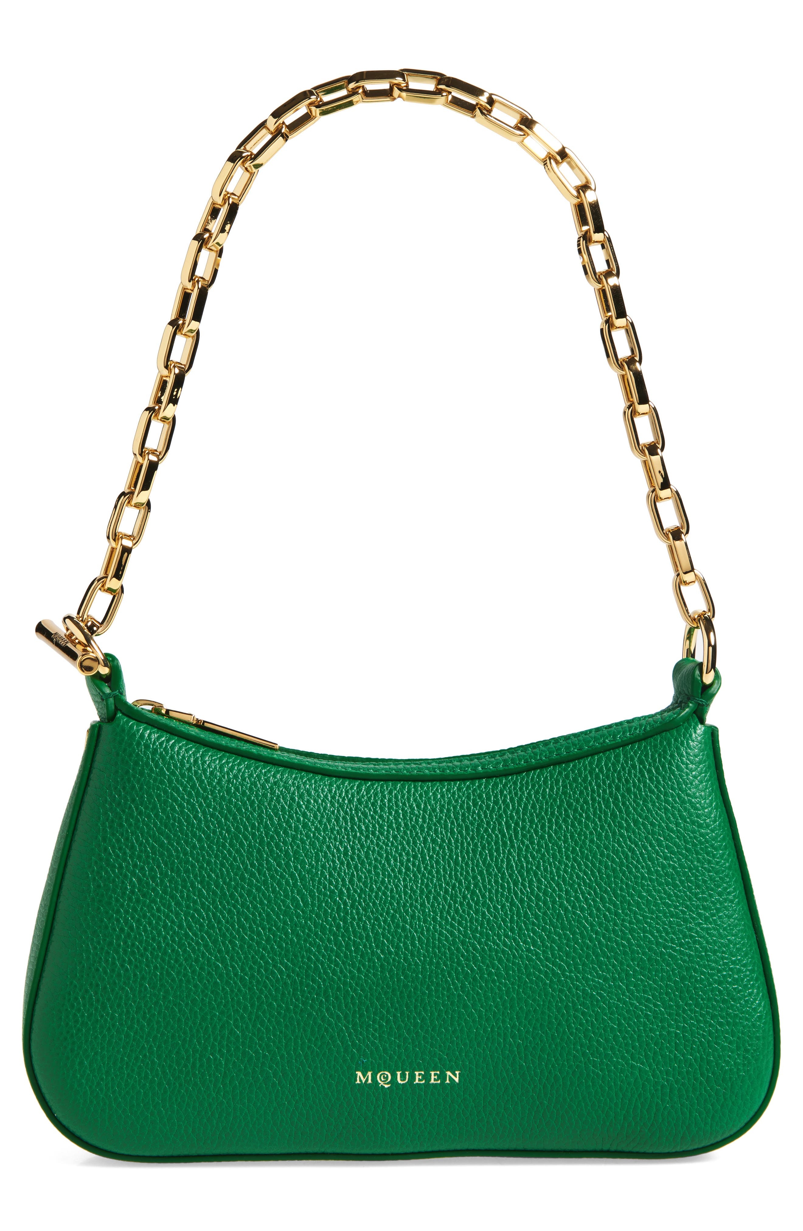 McQueen Mini T-Bar Leather Top Handle Bag in Viridian/Gold at Nordstrom - 1