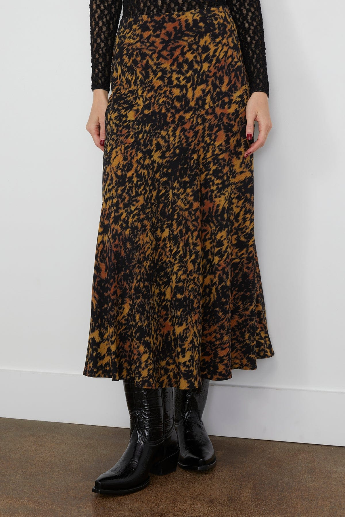 Chesca High Waisted Bias Skirt in Savannah - 3
