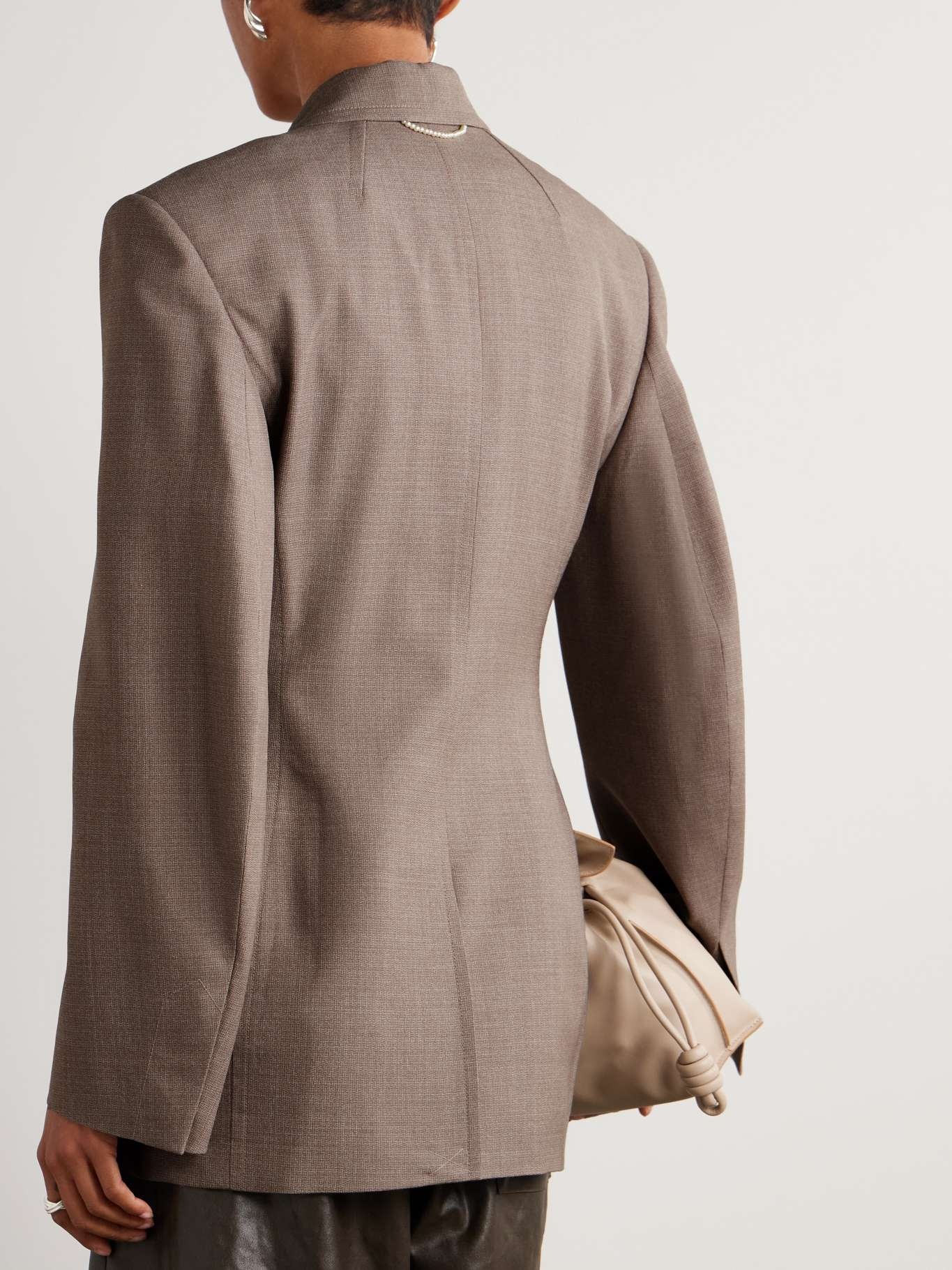 Double-breasted wool blazer Beige - 3