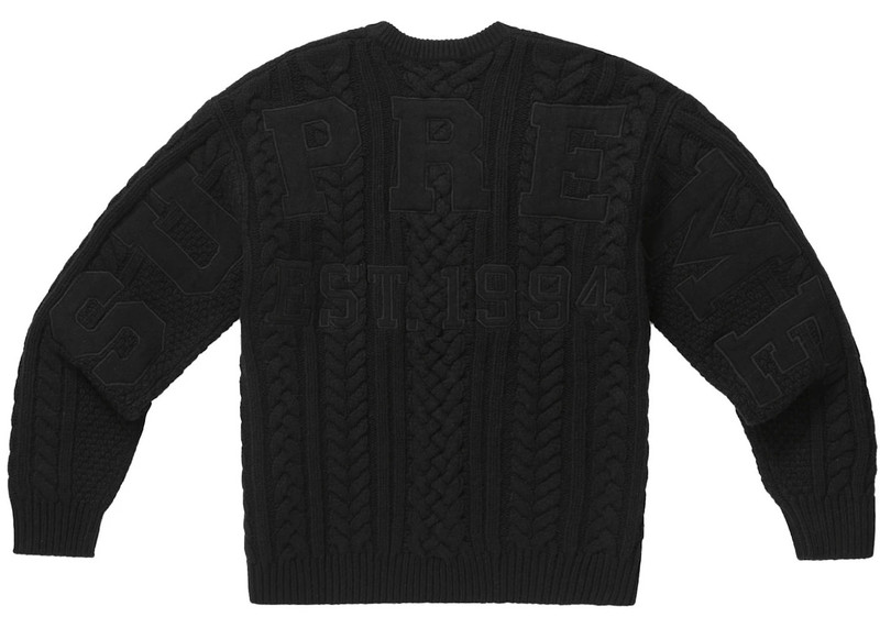 Supreme Supreme Appliqué Cable Knit Sweater Black outlook