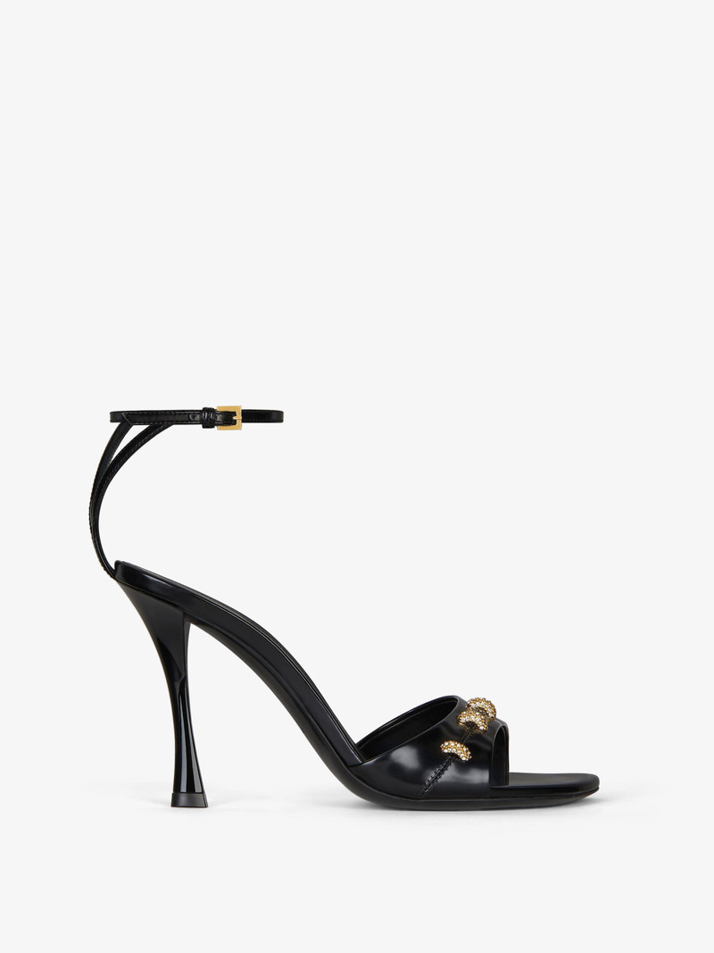 STITCH SANDALS IN LEATHER WITH CRYSTALS DETAILS - 1