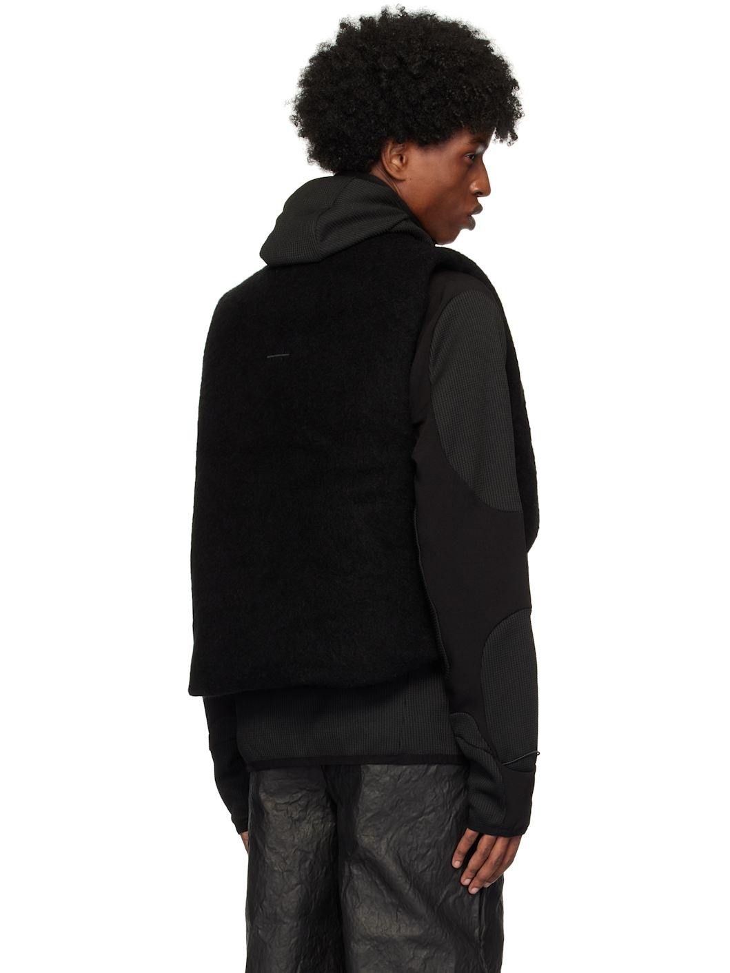 Black Obelis Mohair Down Vest - 3