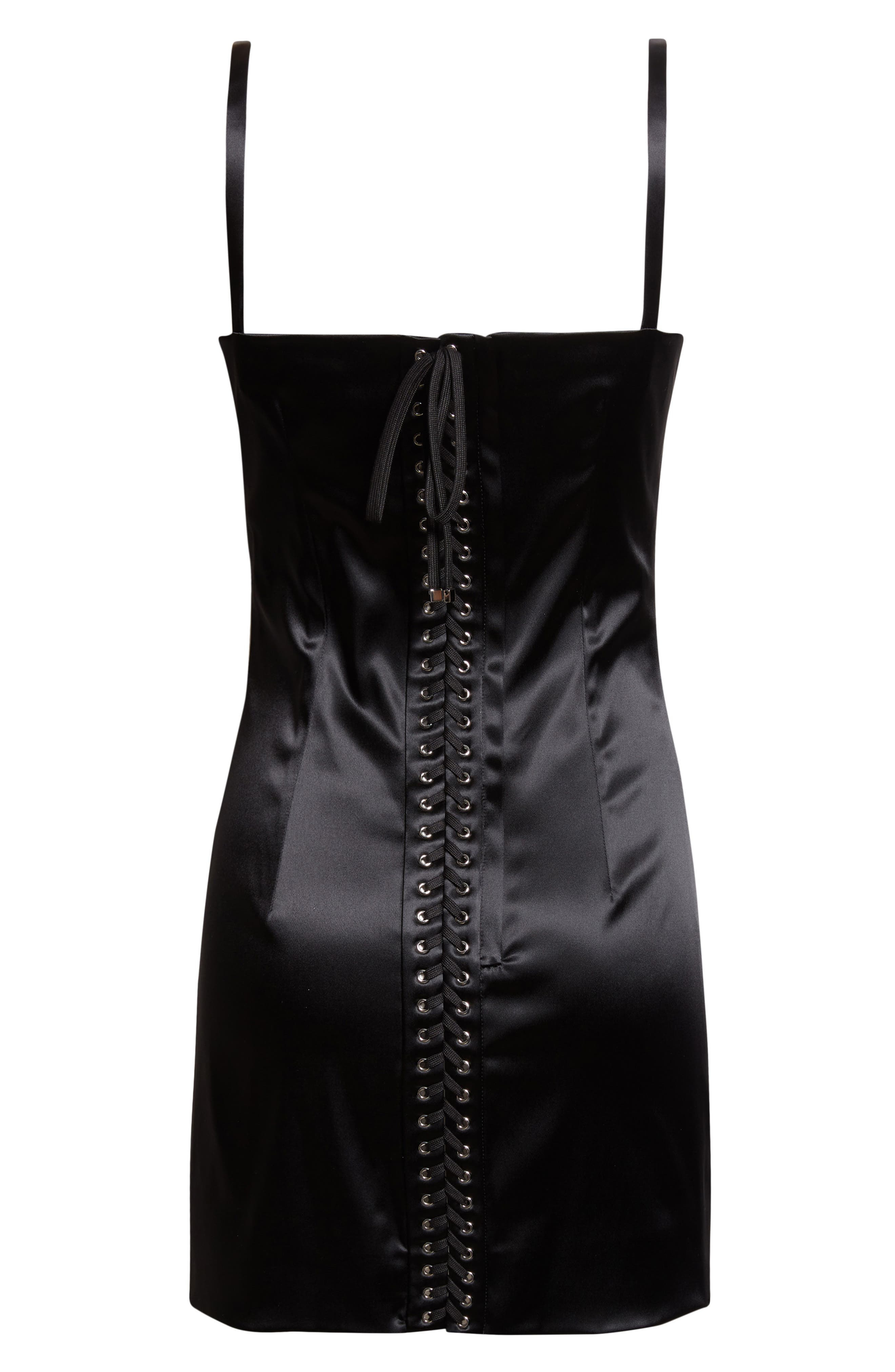 Dolce&Gabbana Stretch Satin Minidress in N0000 Nero at Nordstrom - 7