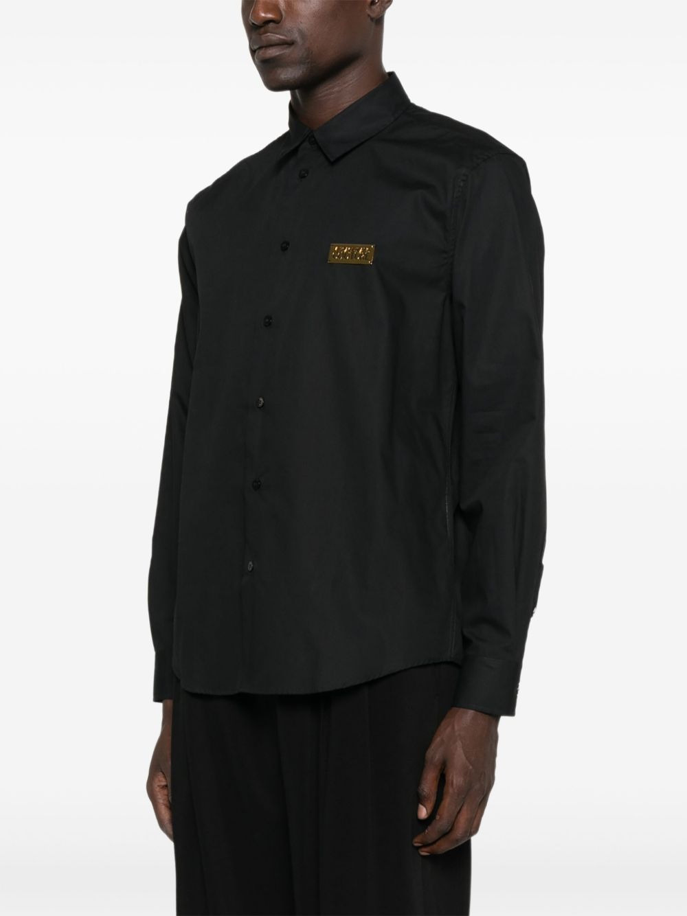 logo-plaque cotton shirt - 3