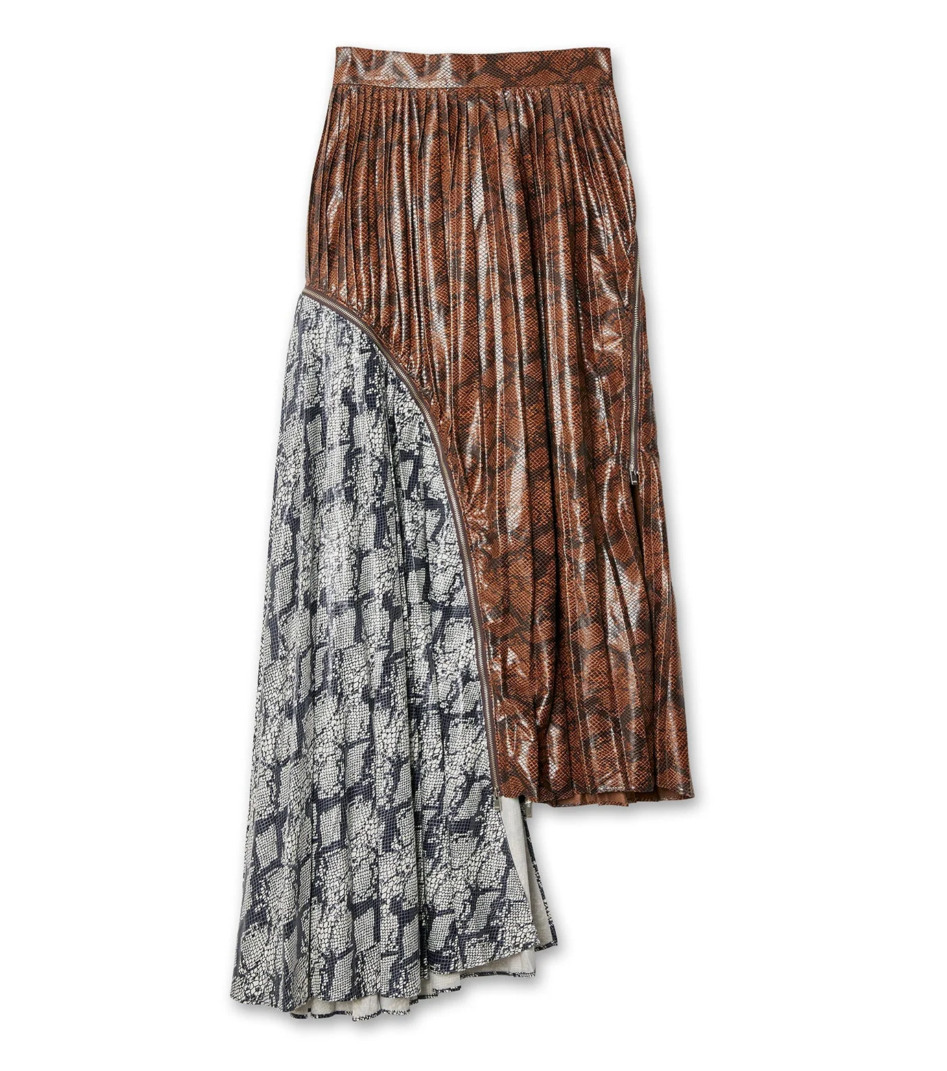 Zip Detailed Asymmetric Pleated Skir - 1