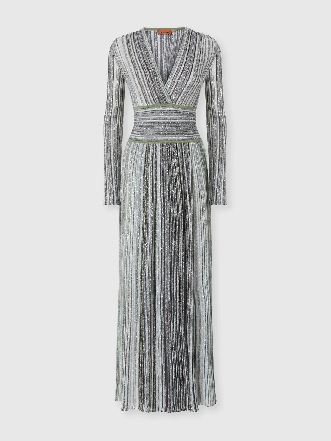 Midi dress with V-neck in viscose-blend lamé - 1