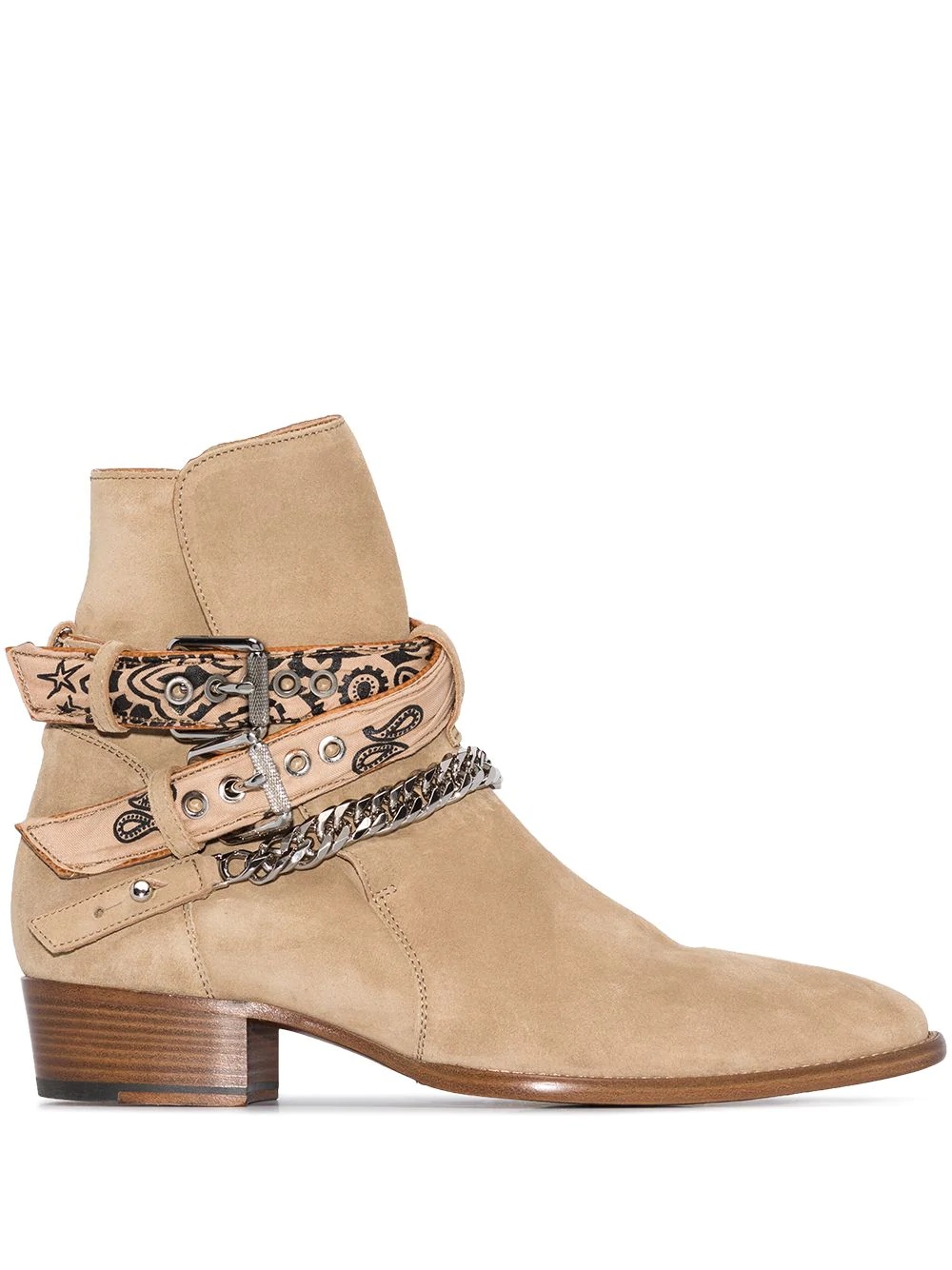 bandana buckle-strap suede boots - 1