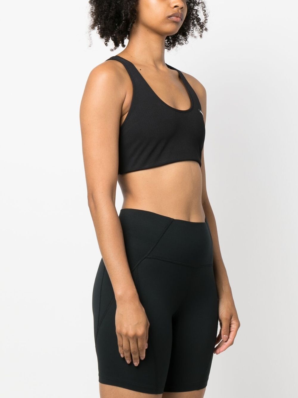 Serif logo-patch ribbed bra - 3