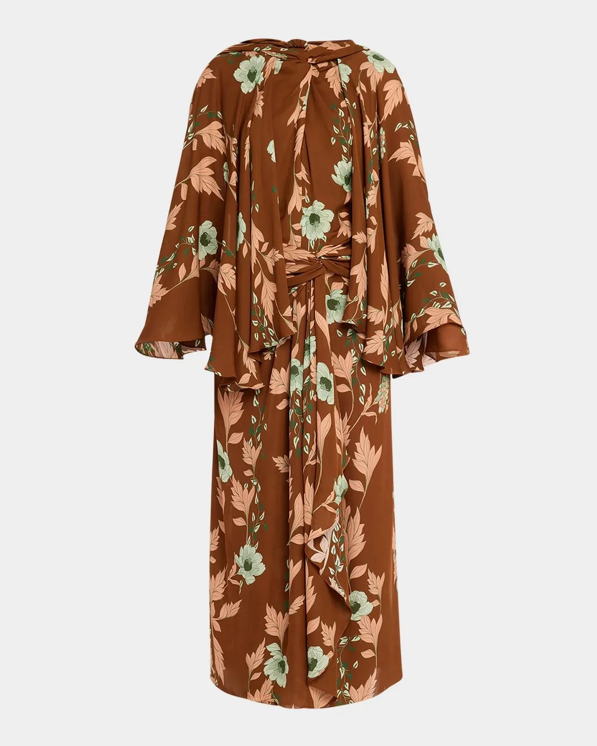 Caramel Cape Town Silk Twisted Cape Midi Dress - 1