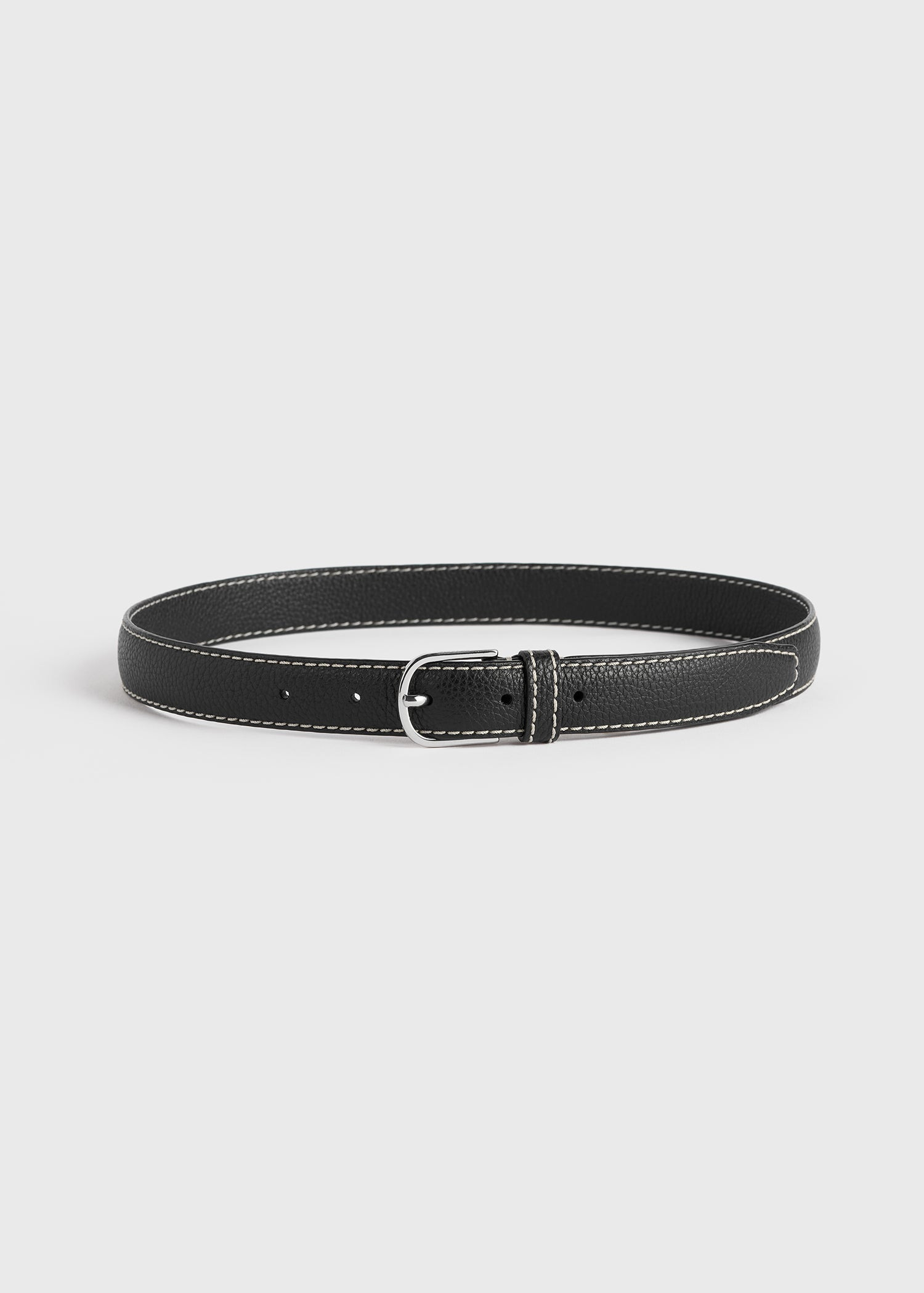 Slim trouser leather belt black grain - 2