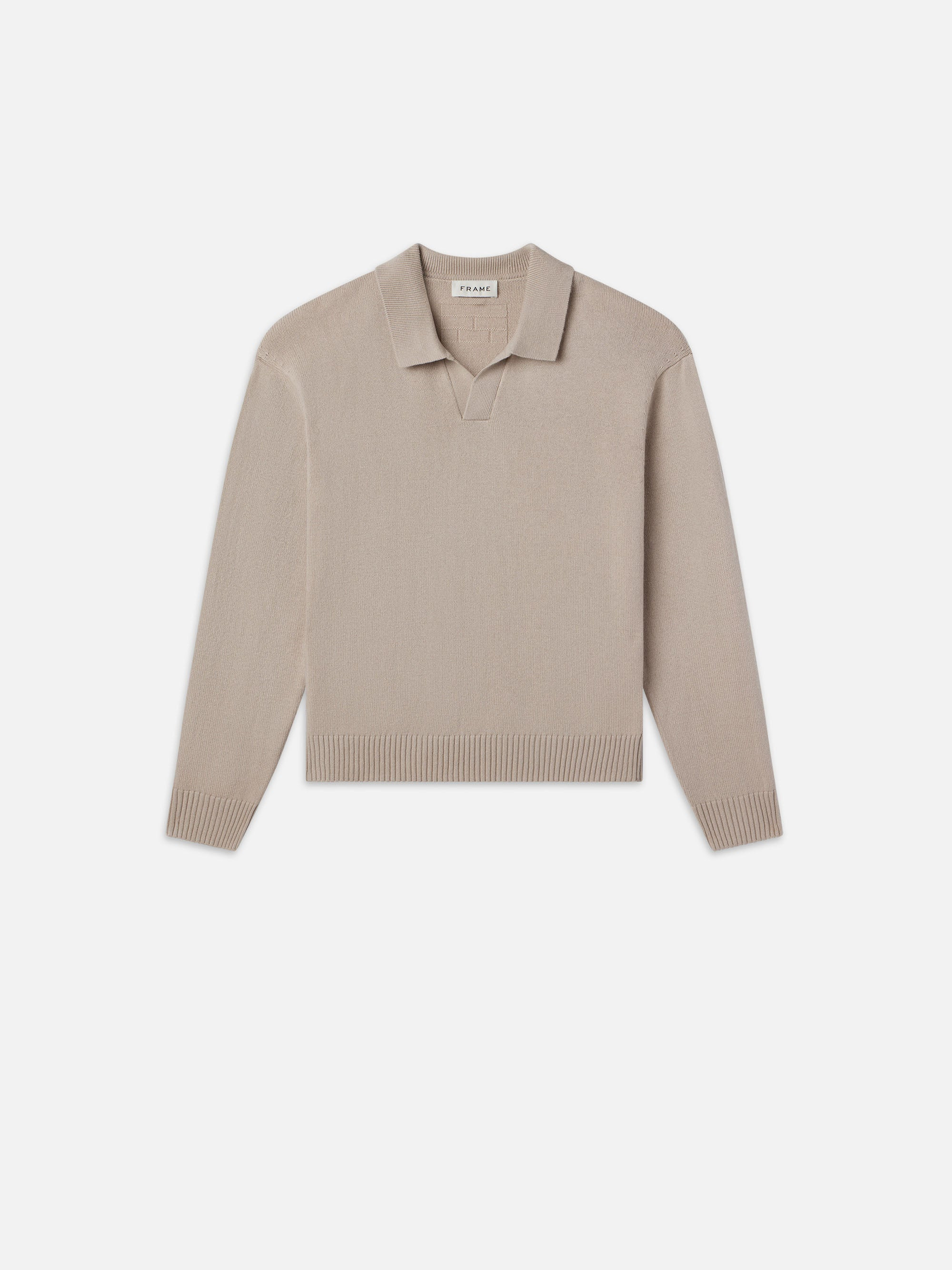 Silk Blend Polo Sweater in Grey Beige - 1