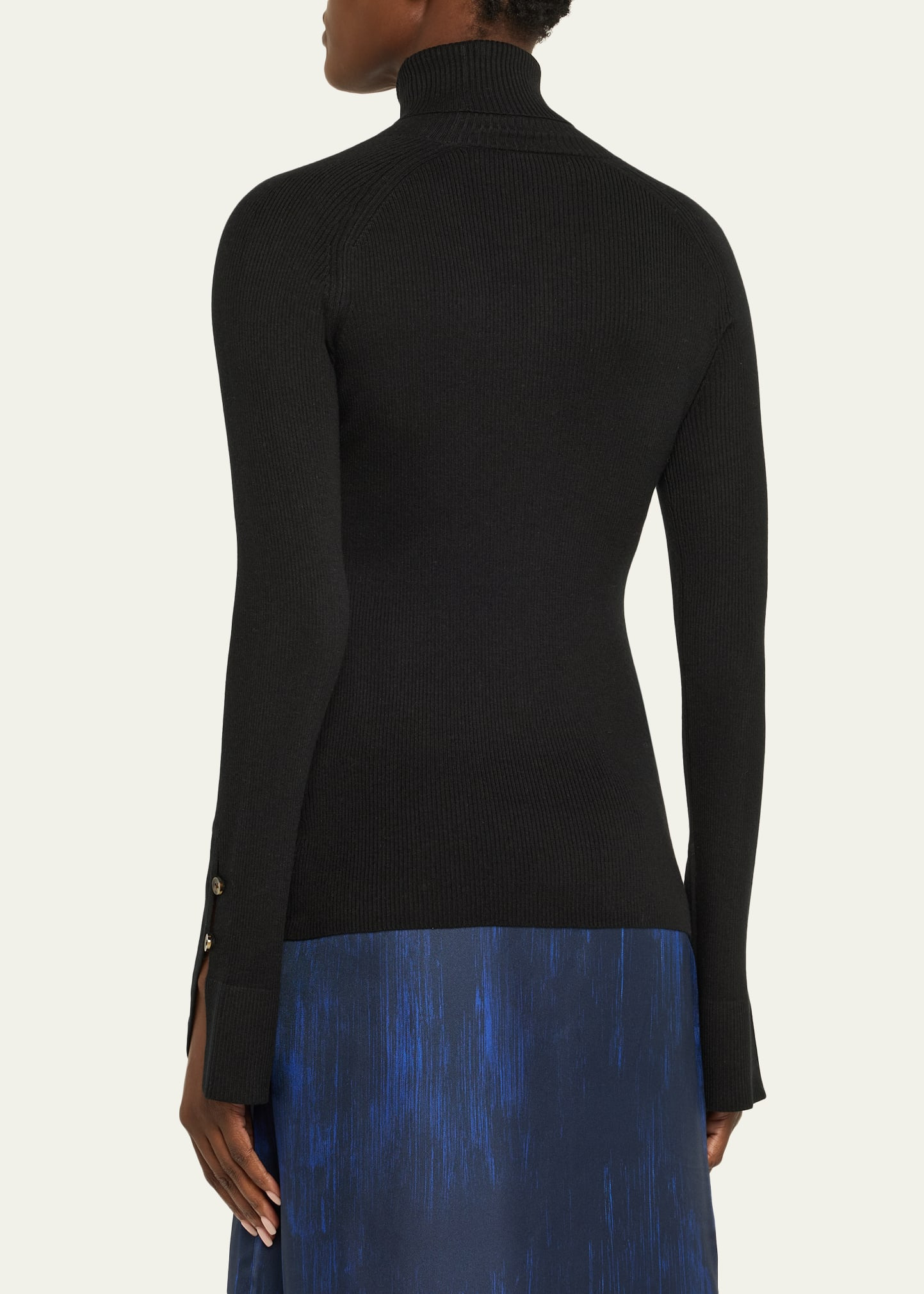 Belle Ribbed Silk Cashmere Turtleneck - 3