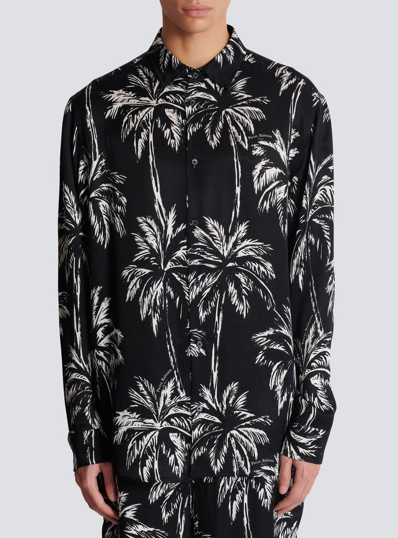 Printed satin palm tree shirt 5