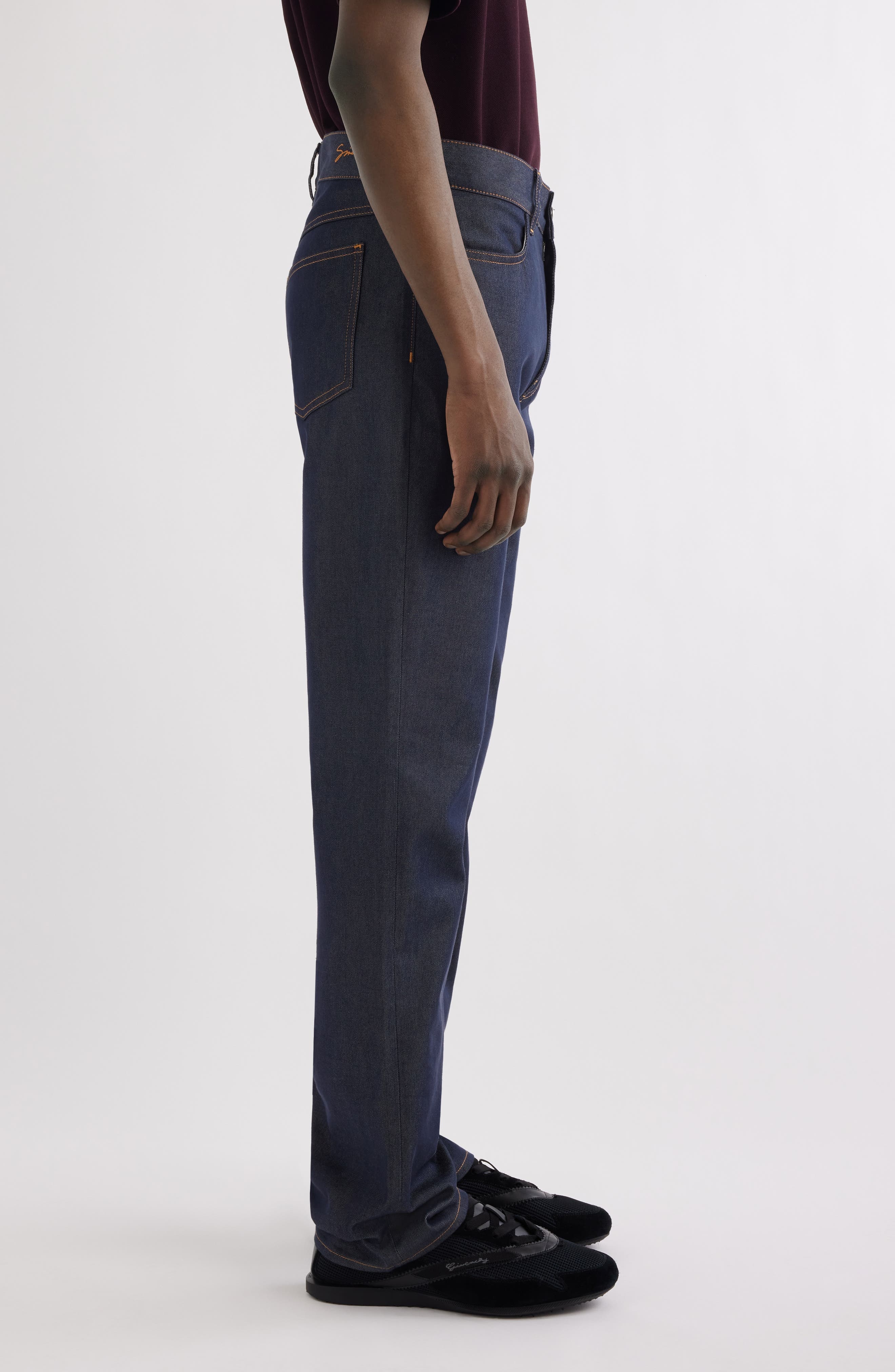 Givenchy Silk Blend Straight Leg Jeans in Indigo Blue at Nordstrom - 4