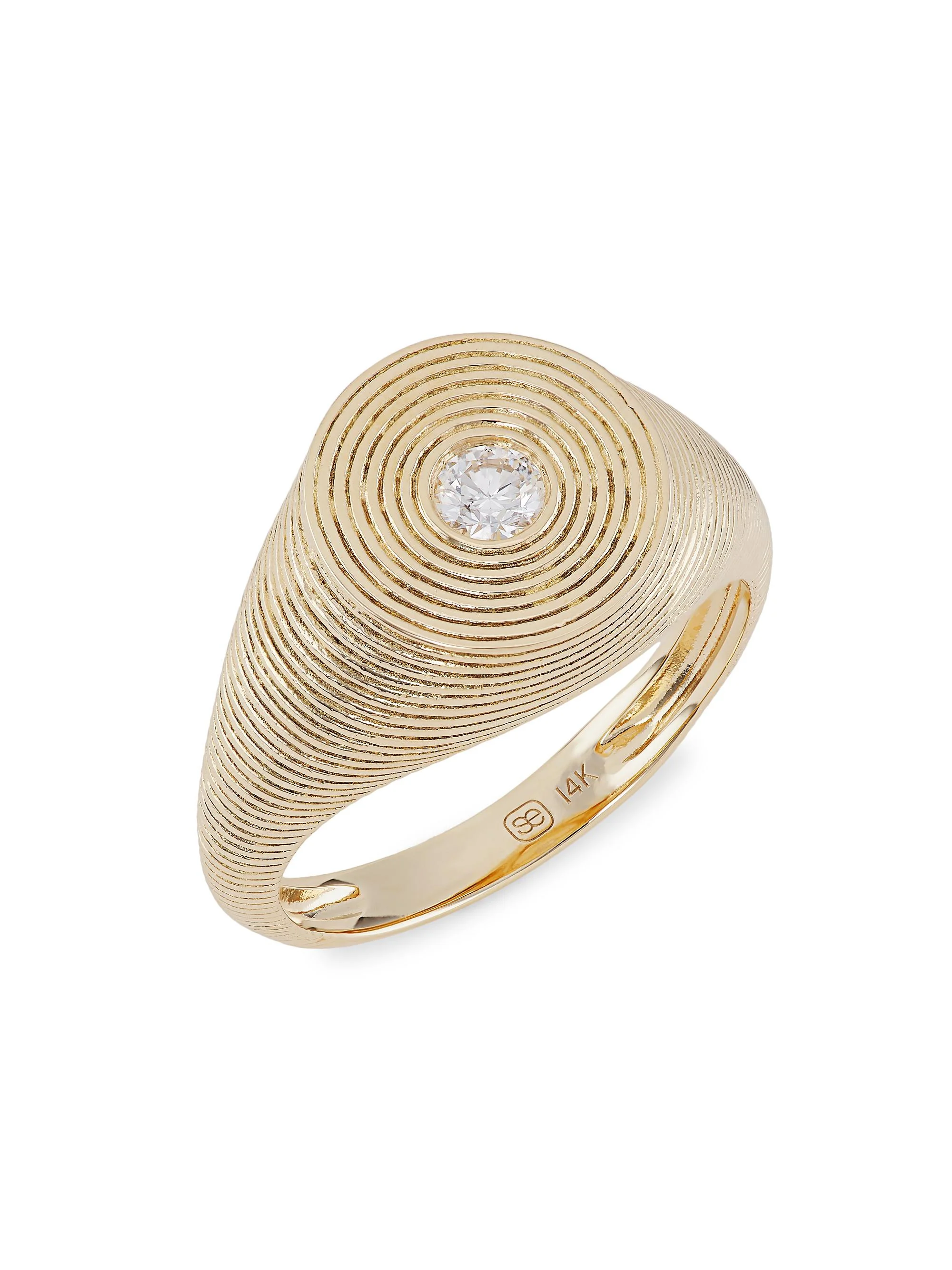 Women's Fluted Signet 14K Gold & Diamond Ring - Gold - 1