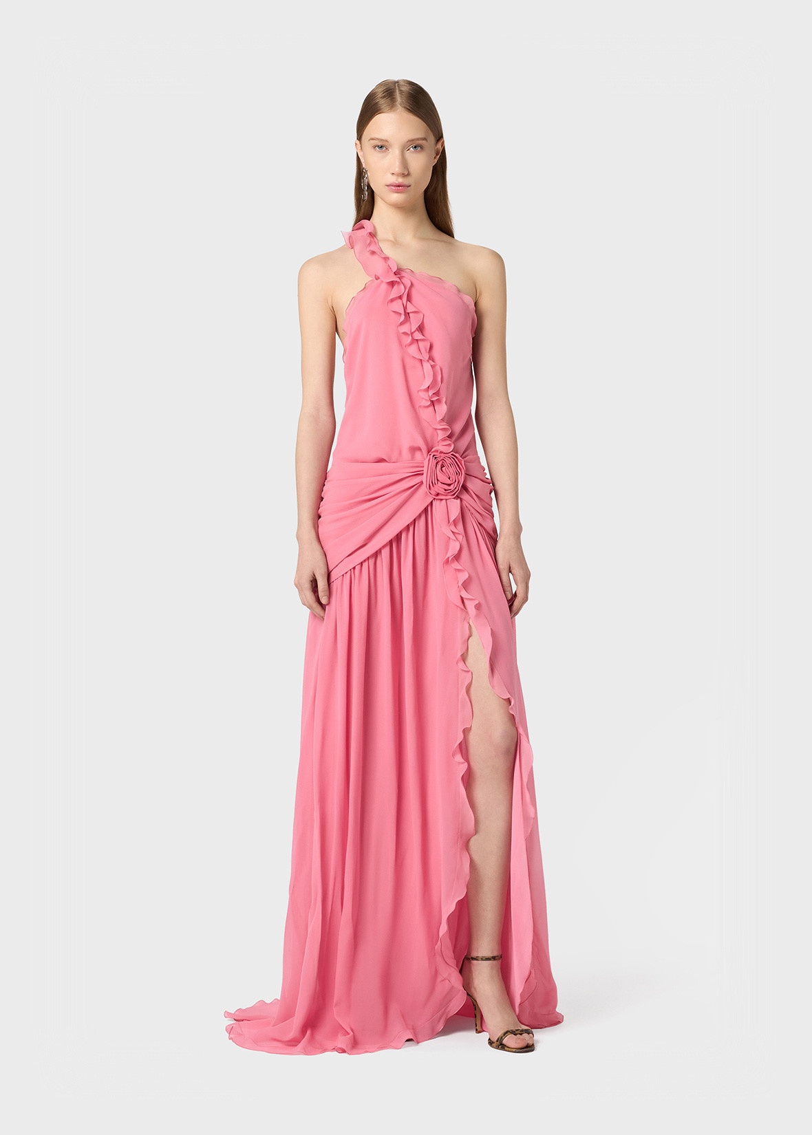 ONE-SHOULDER DRESS IN SILK GEORGETTE - 2