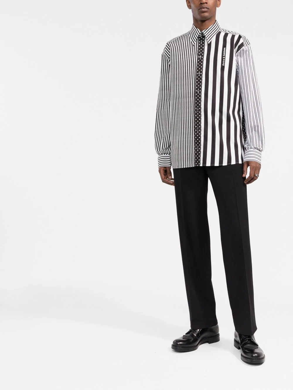 striped straight-point collar shirt - 2