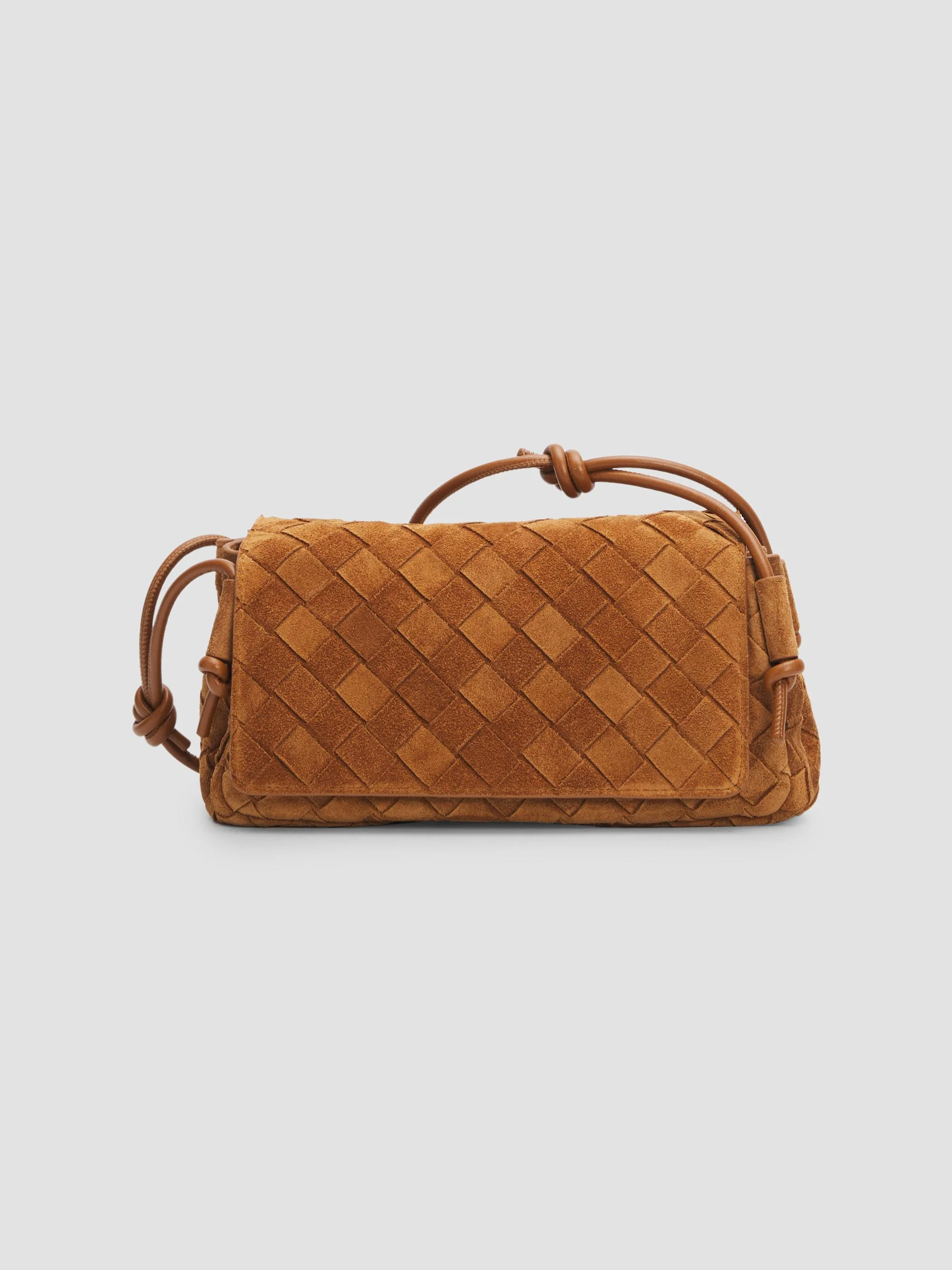 Women's Notturno Intrecciato Suede Pouch - Amber Gold - 1