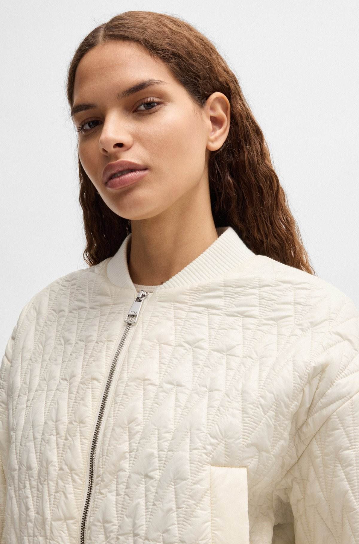 WATER-REPELLENT BOMBER JACKET WITH PATTERNED QUILTING - 5
